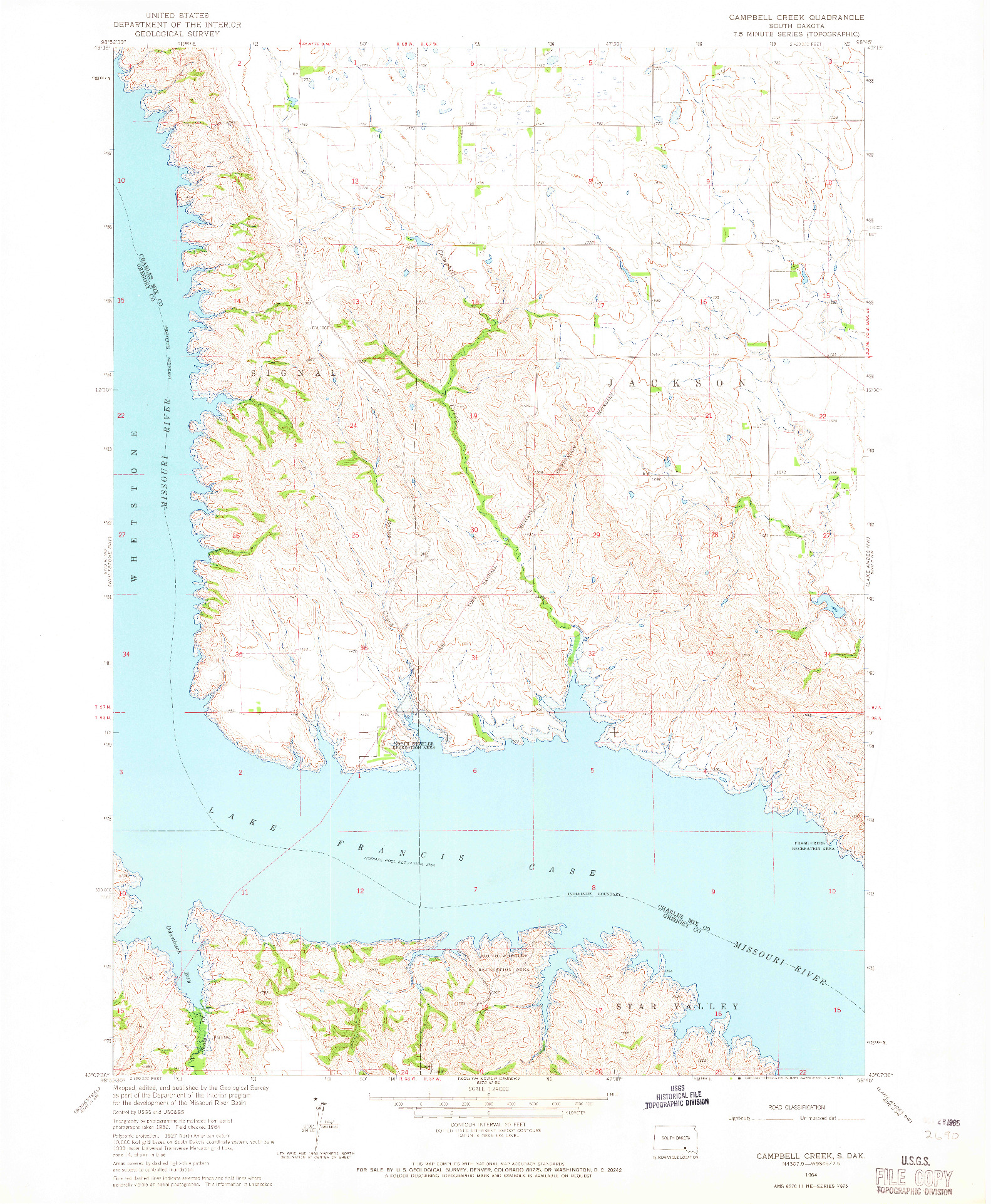 USGS 1:24000-SCALE QUADRANGLE FOR CAMPBELL CREEK, SD 1964