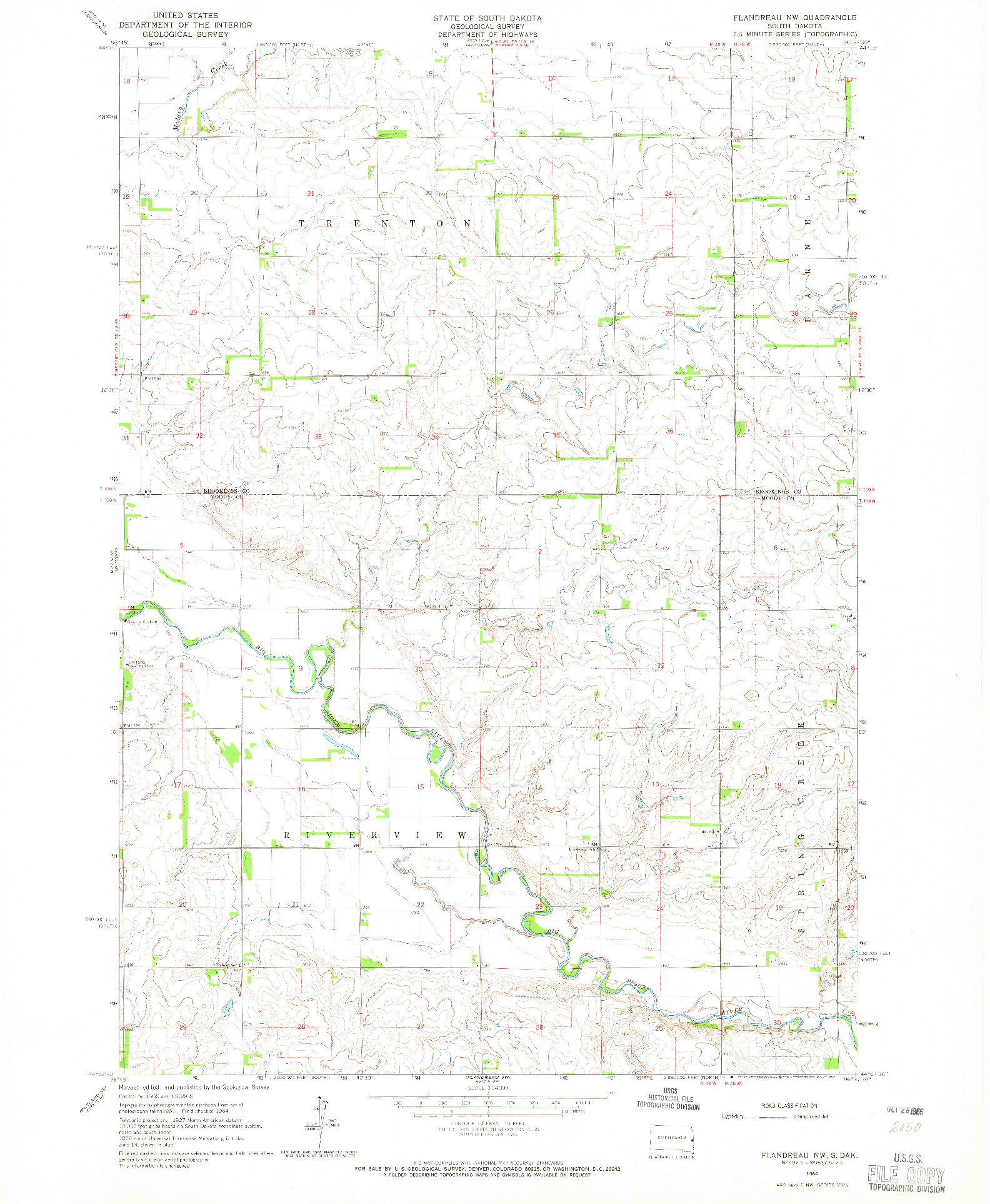 USGS 1:24000-SCALE QUADRANGLE FOR FLANDREAU NW, SD 1964