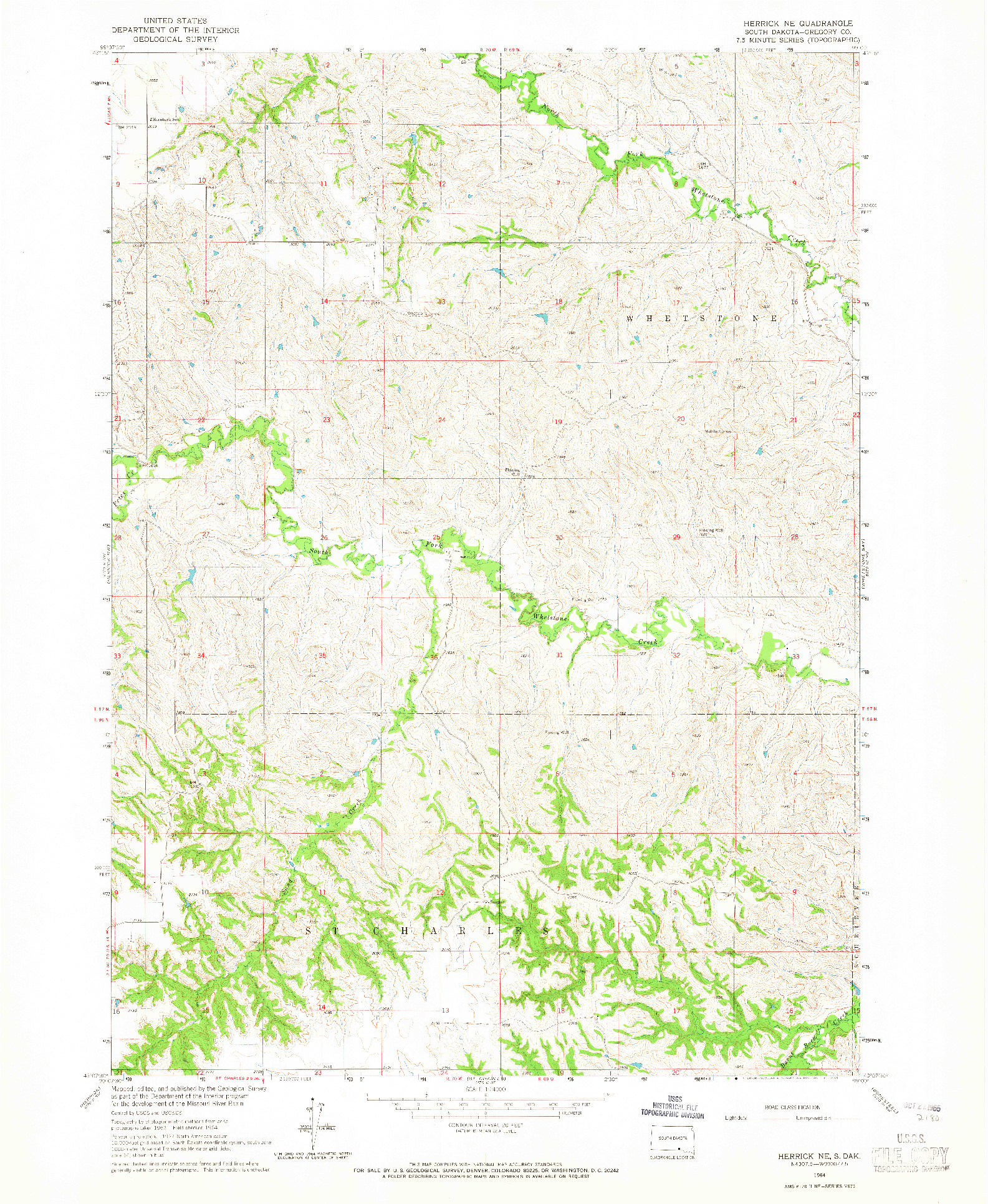 USGS 1:24000-SCALE QUADRANGLE FOR HERRICK NE, SD 1964