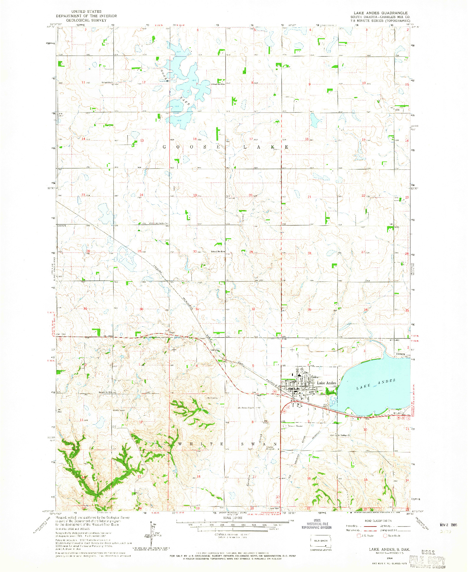 USGS 1:24000-SCALE QUADRANGLE FOR LAKE ANDES, SD 1964