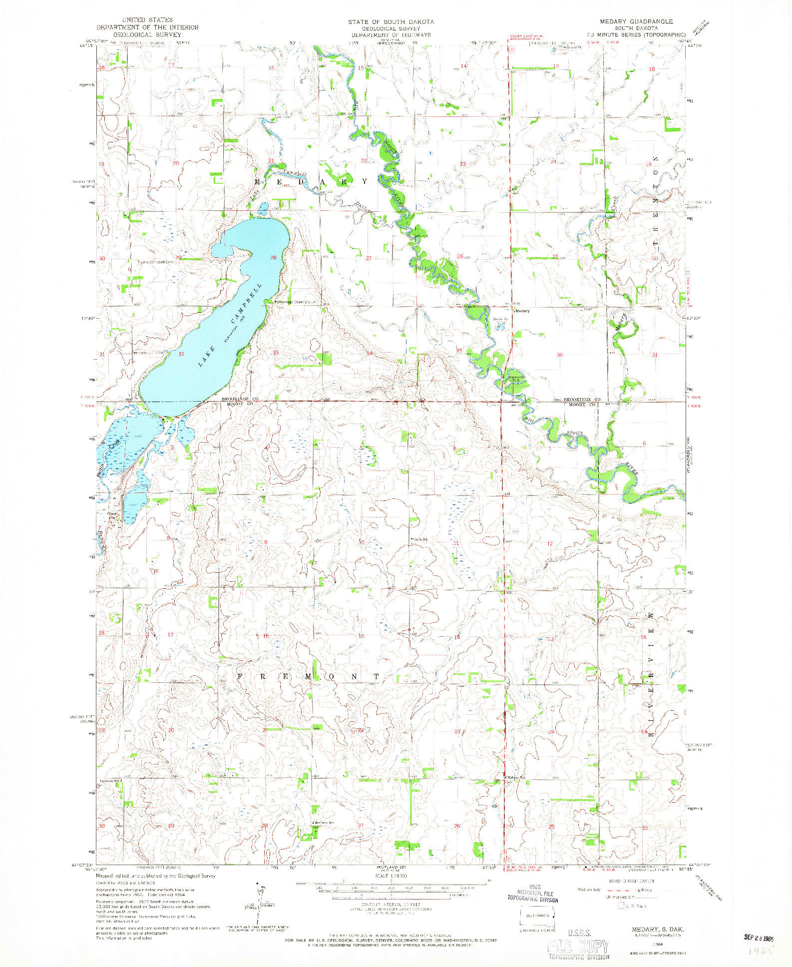 USGS 1:24000-SCALE QUADRANGLE FOR MEDARY, SD 1964