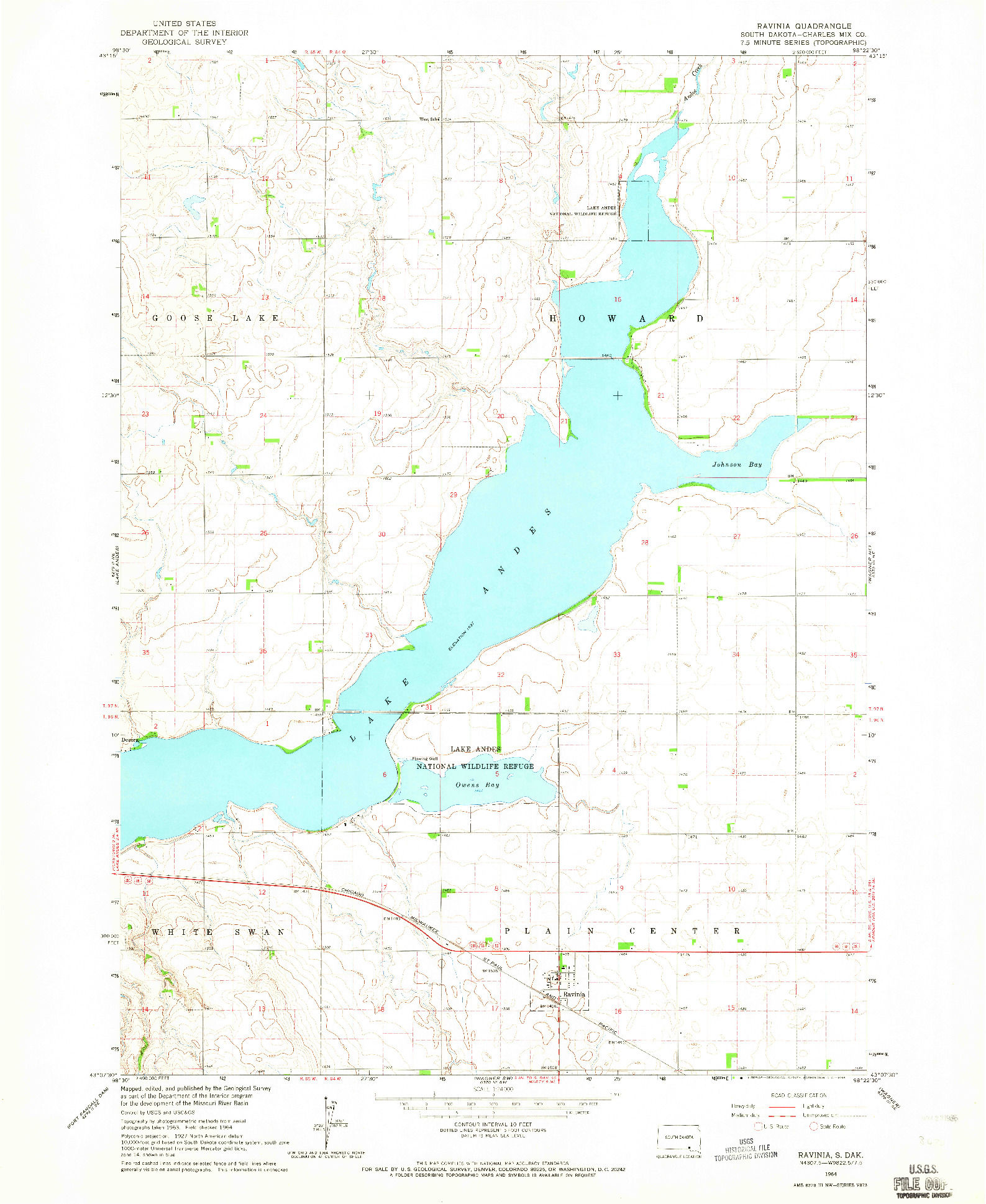 USGS 1:24000-SCALE QUADRANGLE FOR RAVINIA, SD 1964