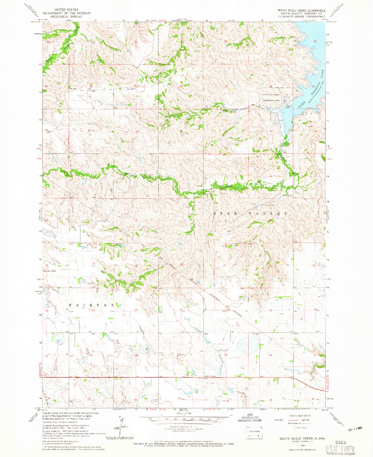 USGS 1:24000-SCALE QUADRANGLE FOR SOUTH SCALP CREEK, SD 1964
