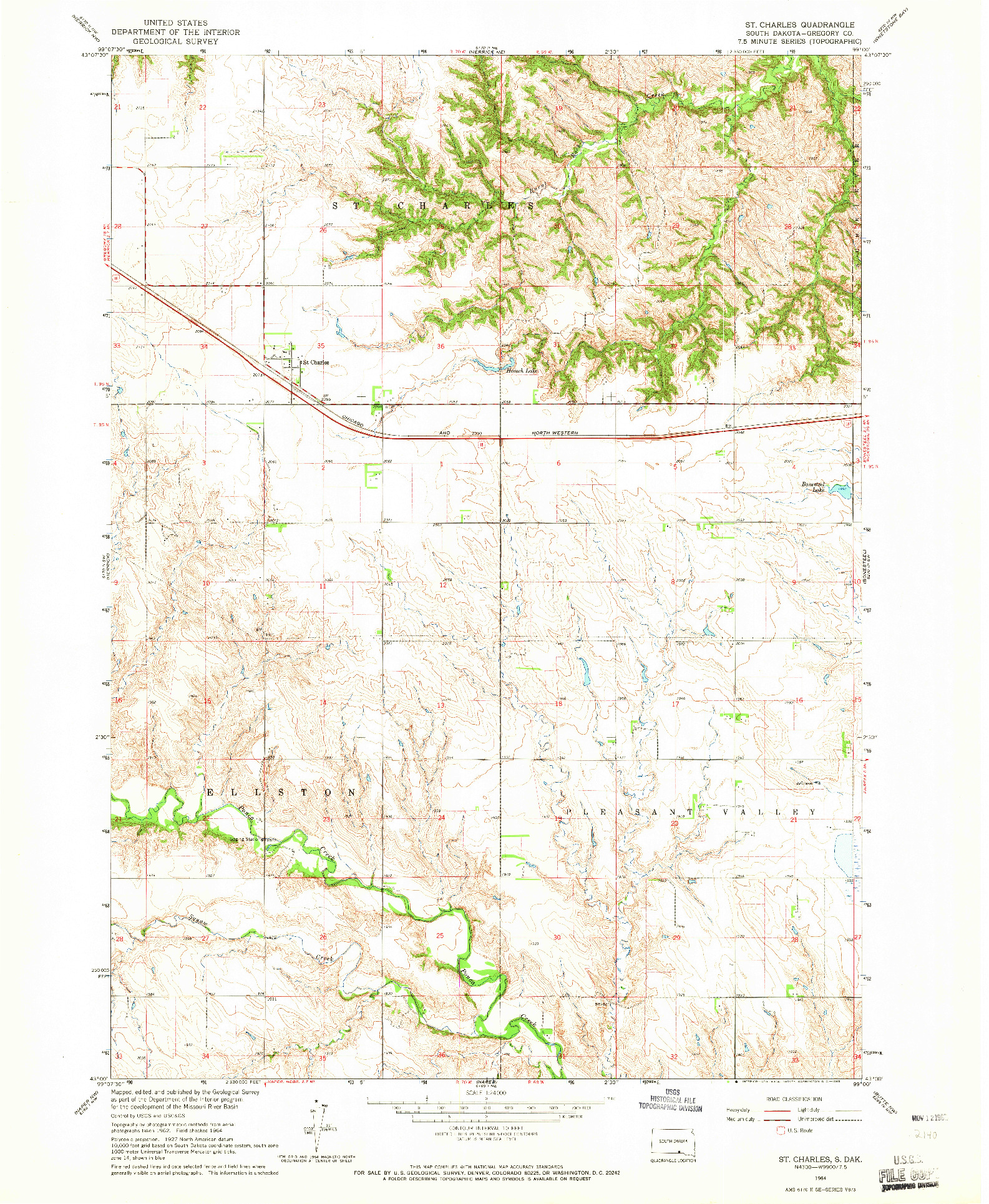 USGS 1:24000-SCALE QUADRANGLE FOR ST. CHARLES, SD 1964
