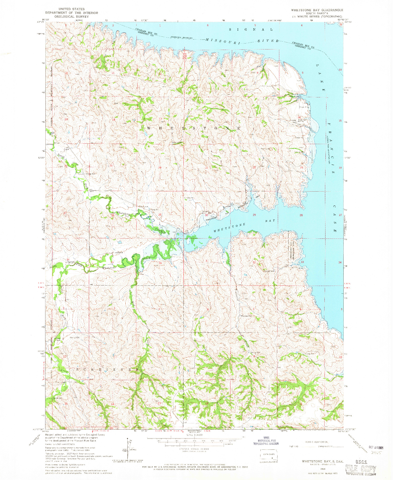 USGS 1:24000-SCALE QUADRANGLE FOR WHETSTONE BAY, SD 1964