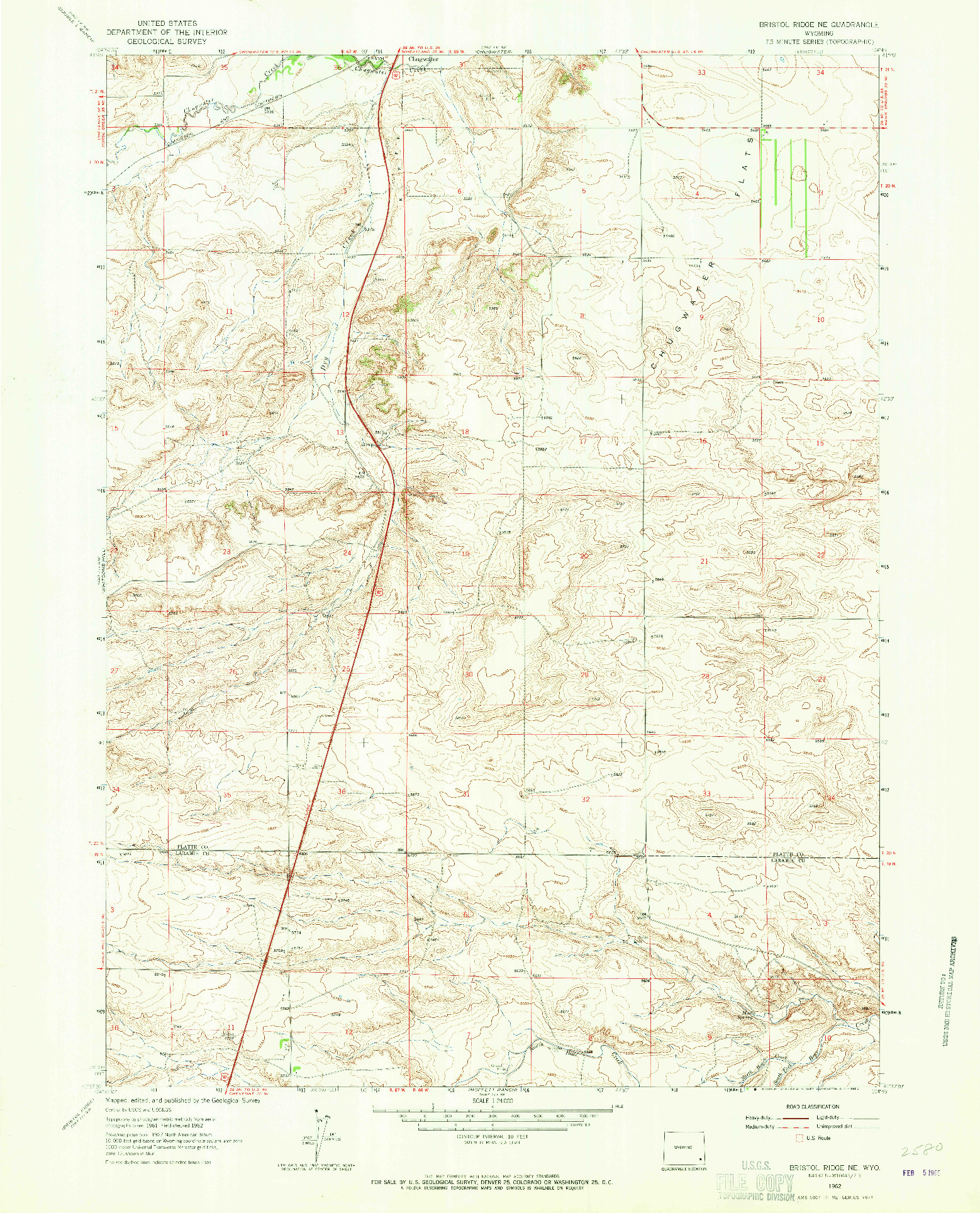 USGS 1:24000-SCALE QUADRANGLE FOR BRISTOL RIDGE NE, WY 1962