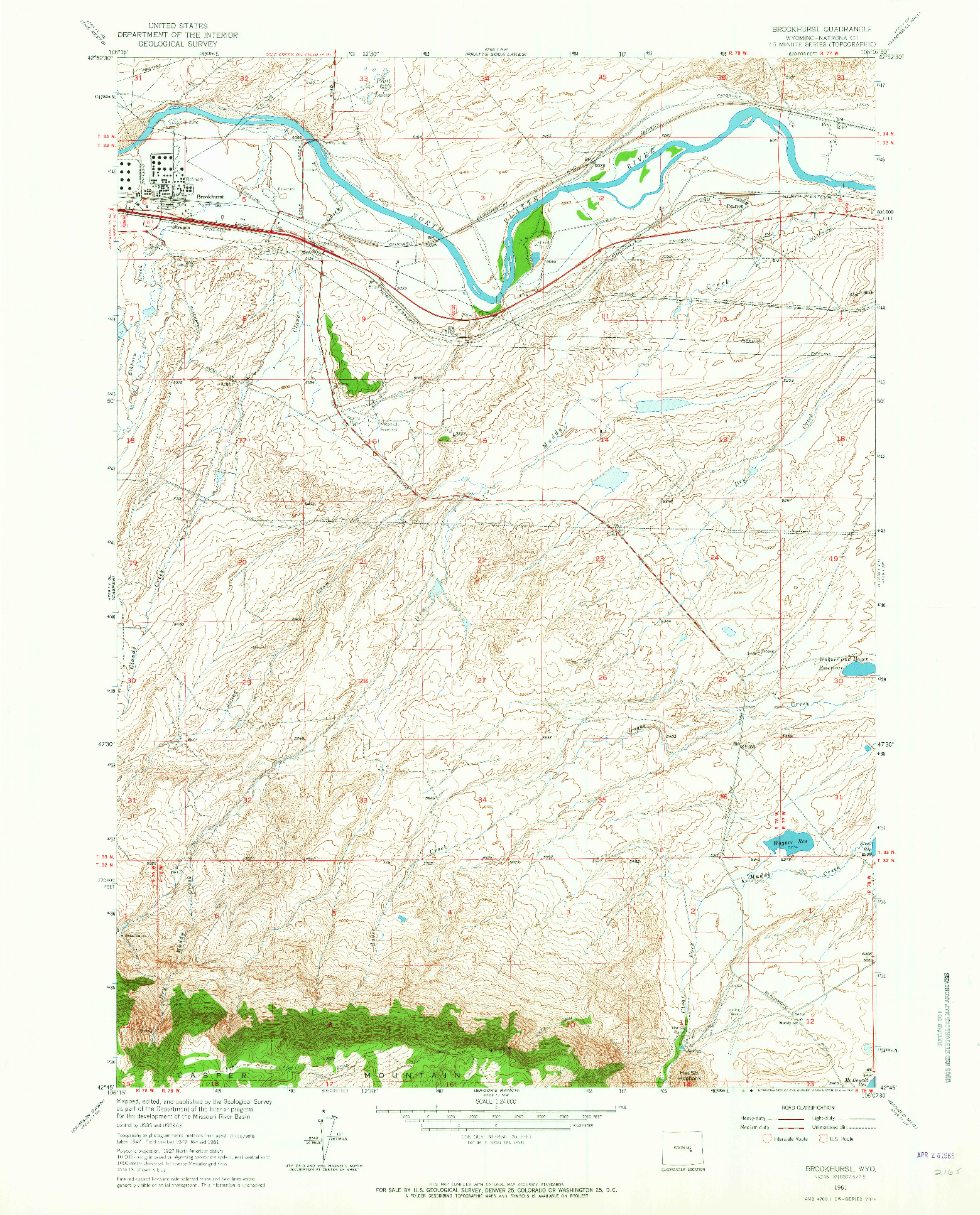 USGS 1:24000-SCALE QUADRANGLE FOR BROOKHURST, WY 1961