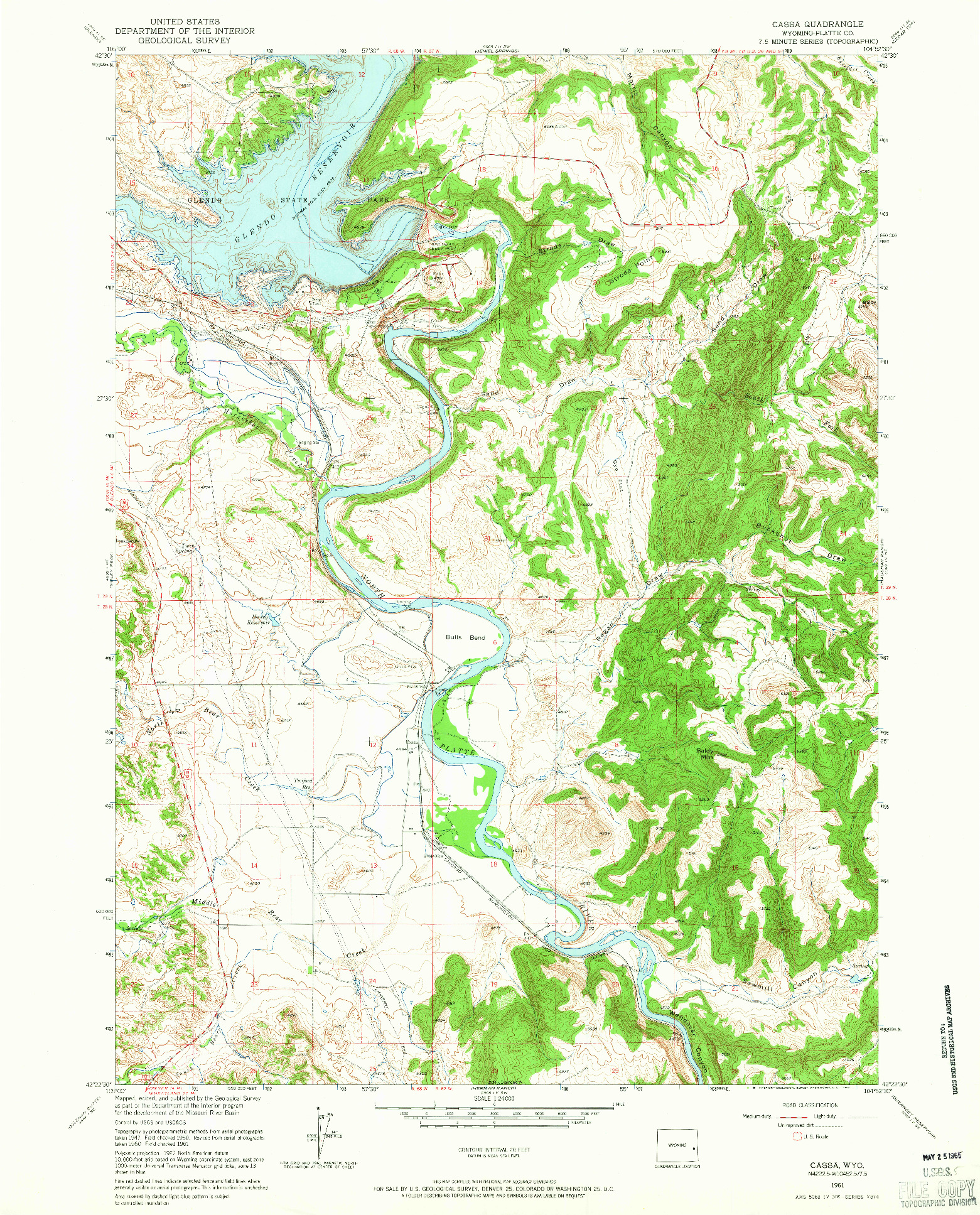 USGS 1:24000-SCALE QUADRANGLE FOR CASSA, WY 1961