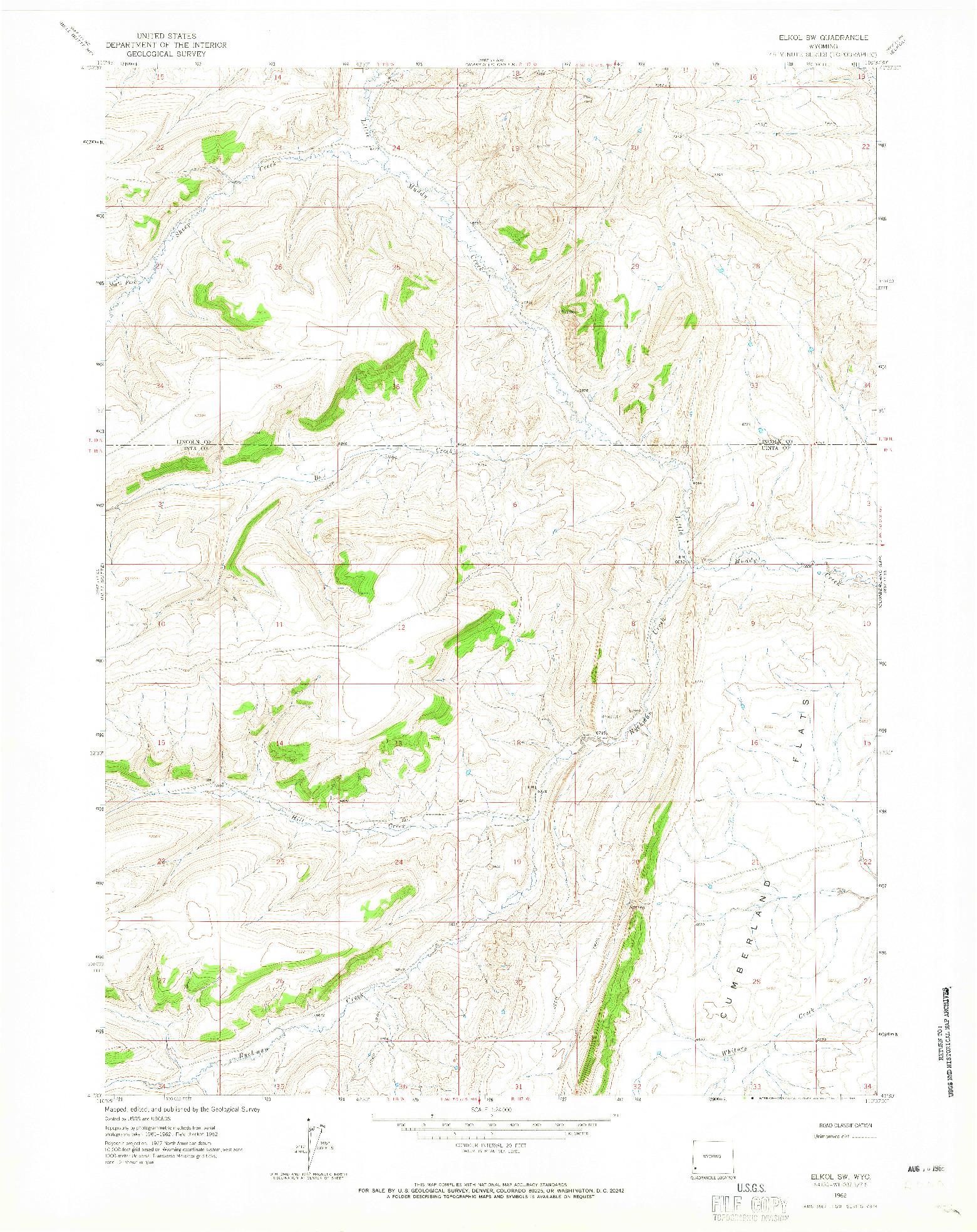 USGS 1:24000-SCALE QUADRANGLE FOR ELKOL SW, WY 1962