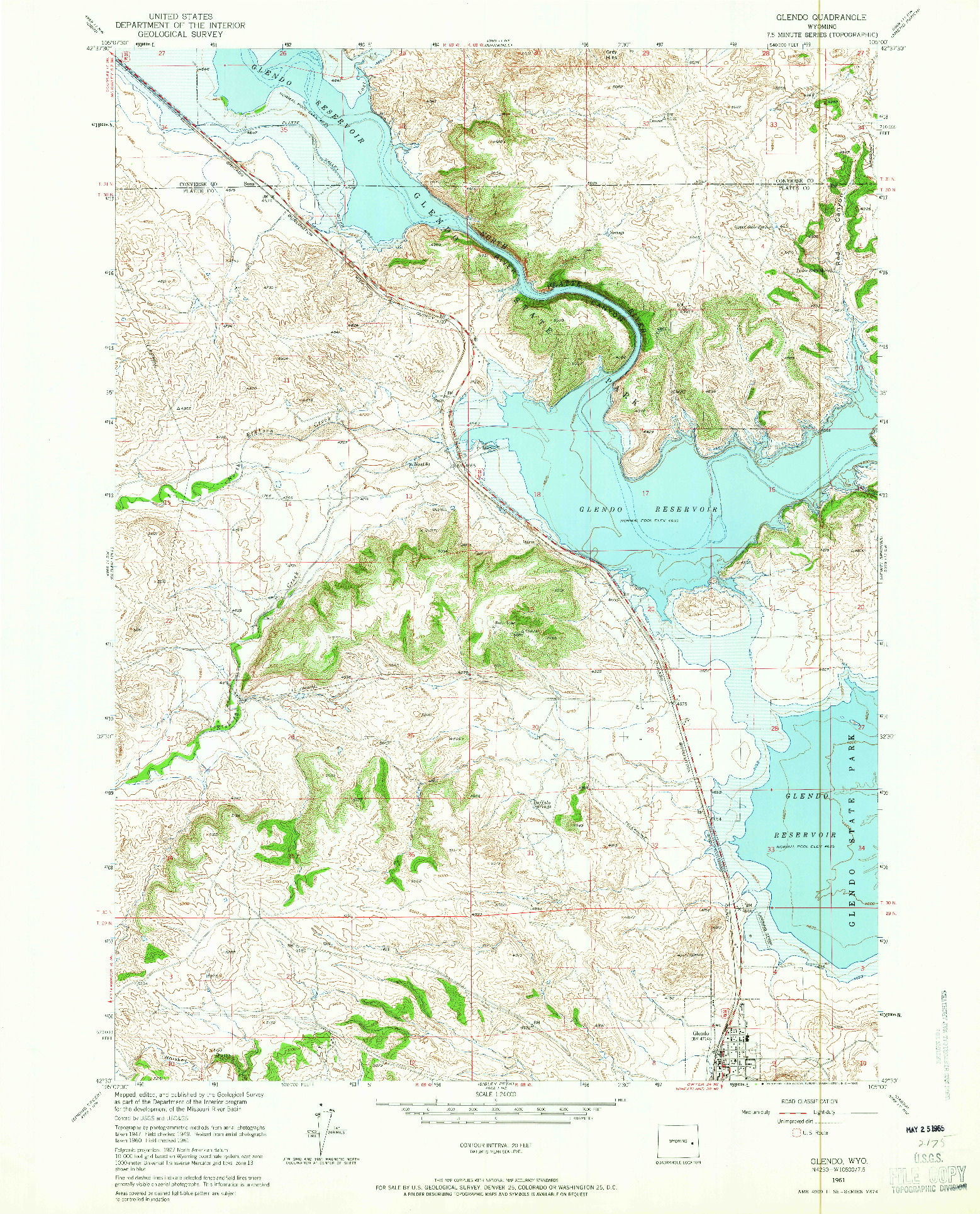 USGS 1:24000-SCALE QUADRANGLE FOR GLENDO, WY 1961