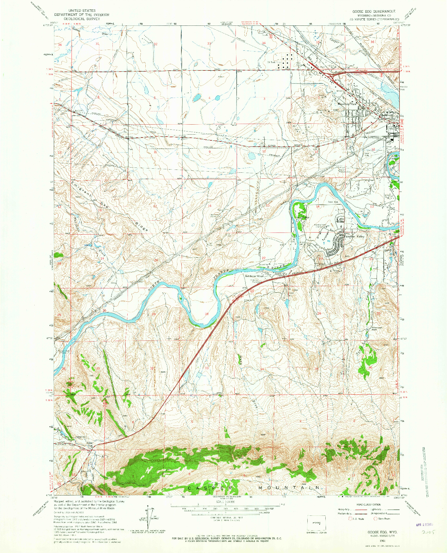 USGS 1:24000-SCALE QUADRANGLE FOR GOOSE EGG, WY 1961