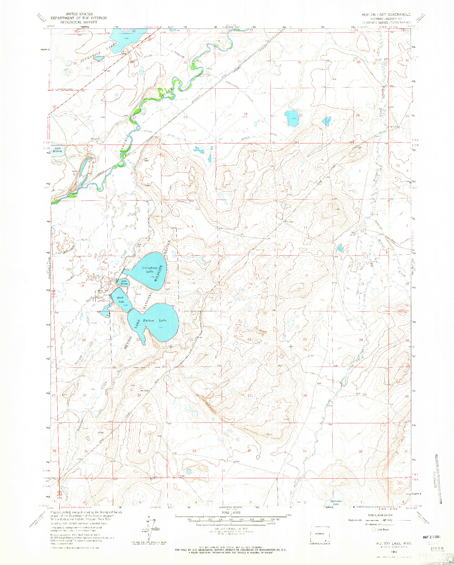 USGS 1:24000-SCALE QUADRANGLE FOR HUTTON LAKE, WY 1963