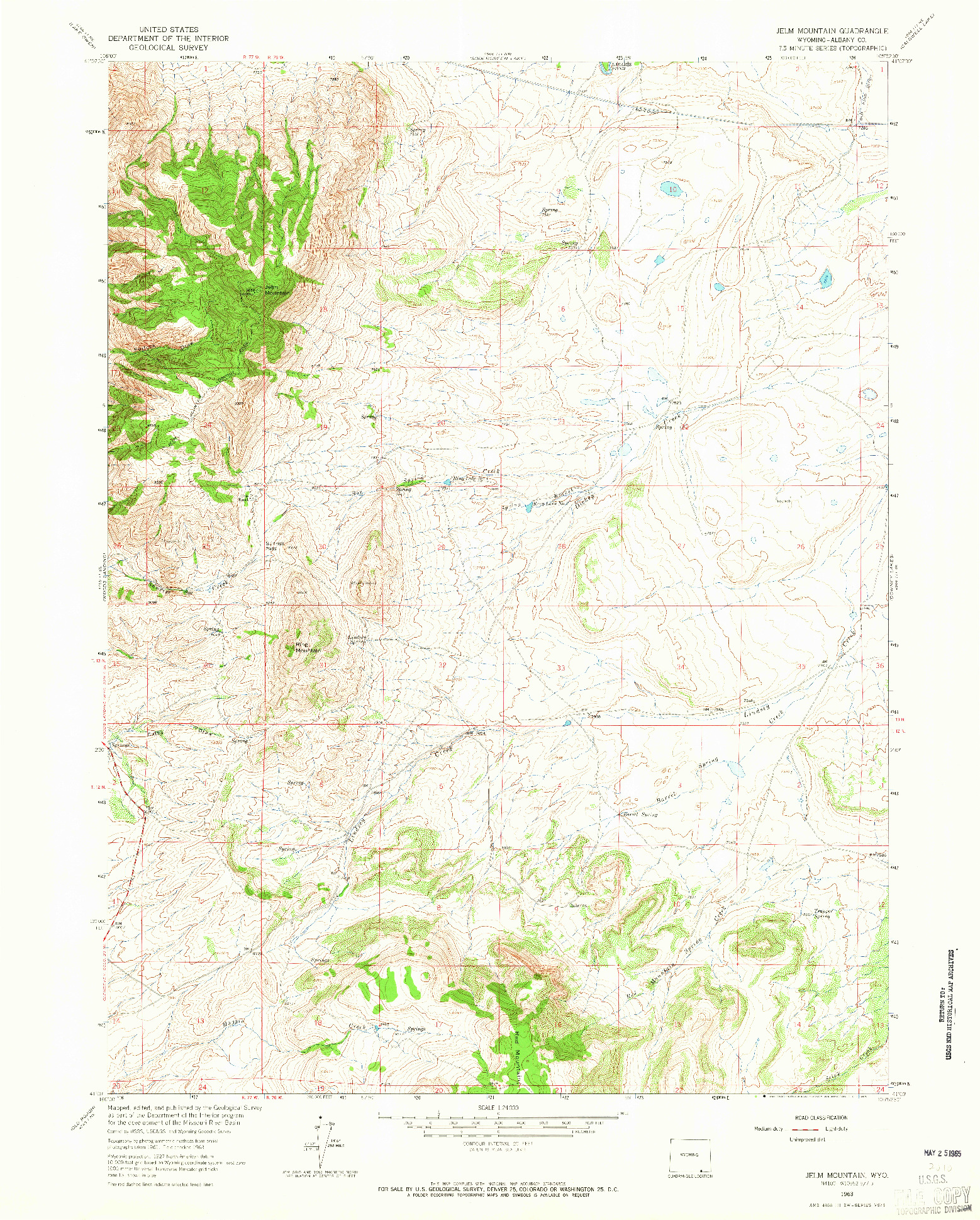 USGS 1:24000-SCALE QUADRANGLE FOR JELM MOUNTAIN, WY 1963