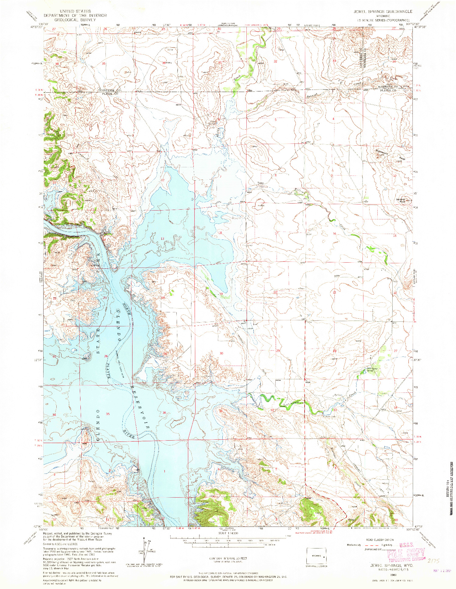 USGS 1:24000-SCALE QUADRANGLE FOR JEWEL SPRINGS, WY 1961
