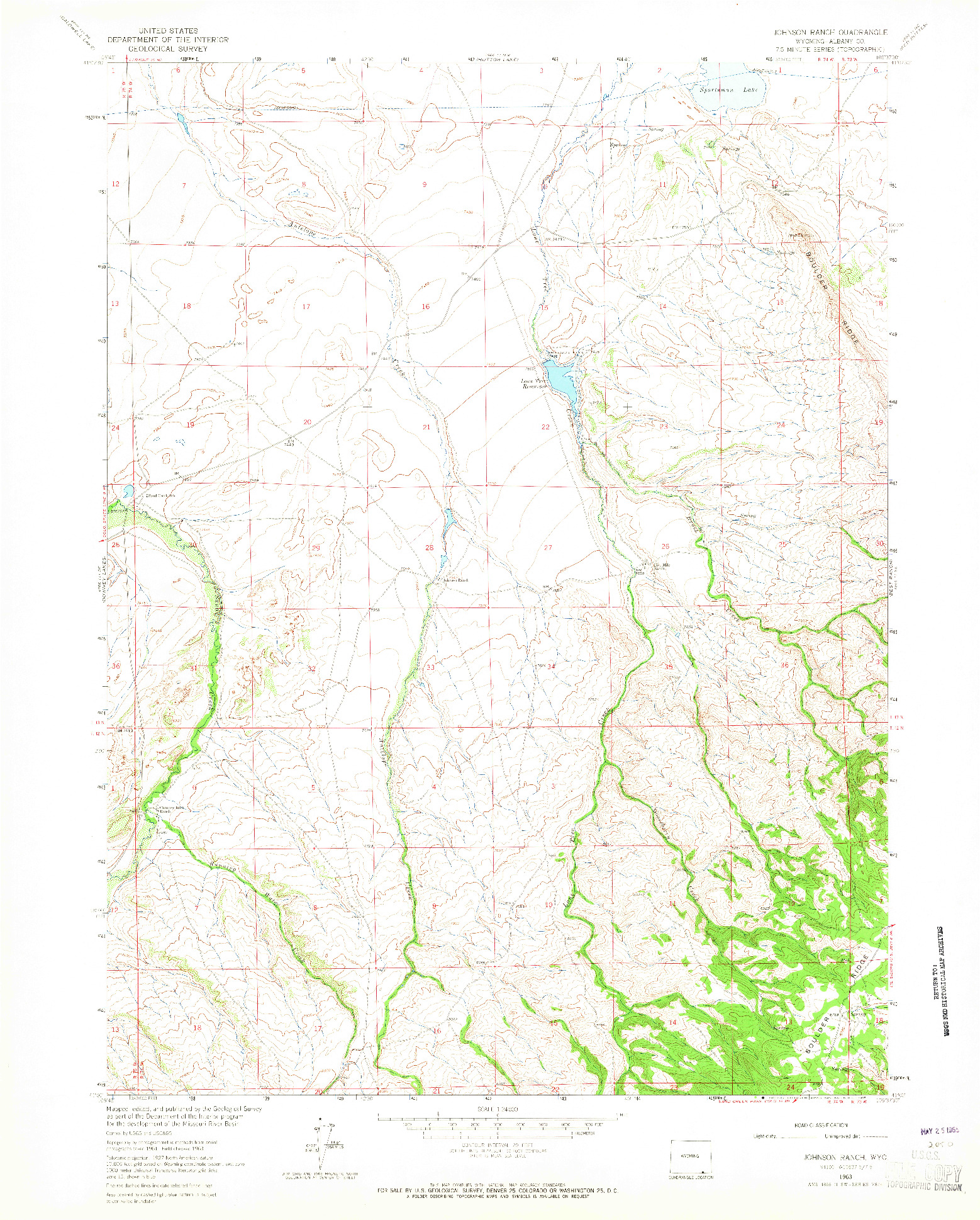 USGS 1:24000-SCALE QUADRANGLE FOR JOHNSON RANCH, WY 1963