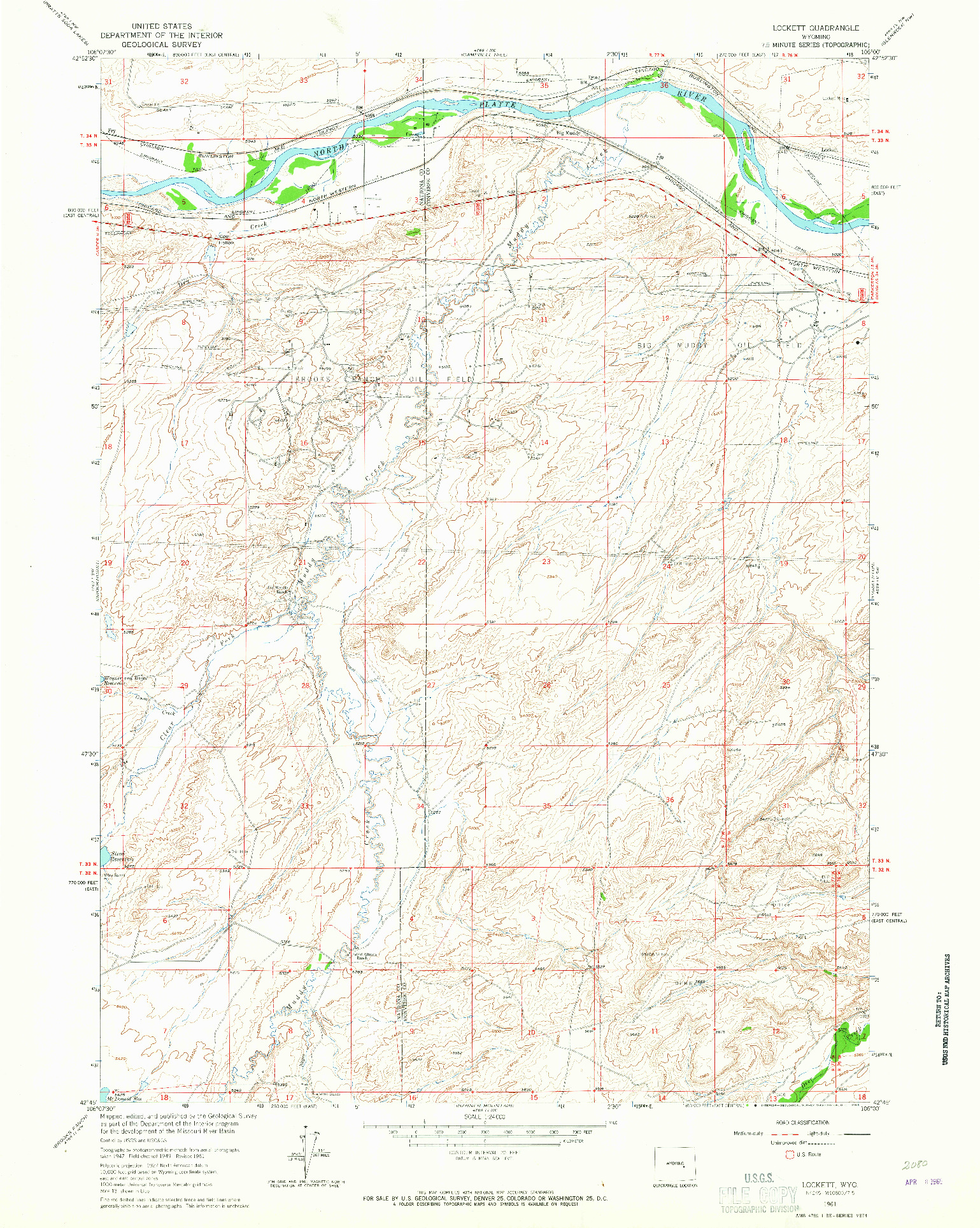 USGS 1:24000-SCALE QUADRANGLE FOR LOCKETT, WY 1961