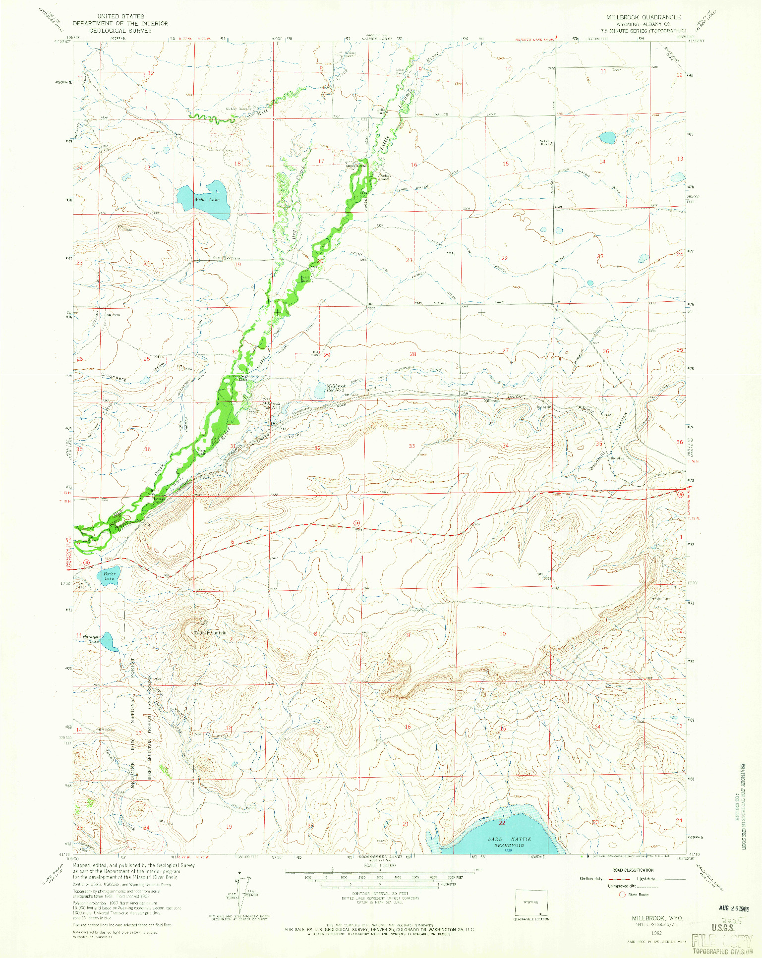 USGS 1:24000-SCALE QUADRANGLE FOR MILLBROOK, WY 1962