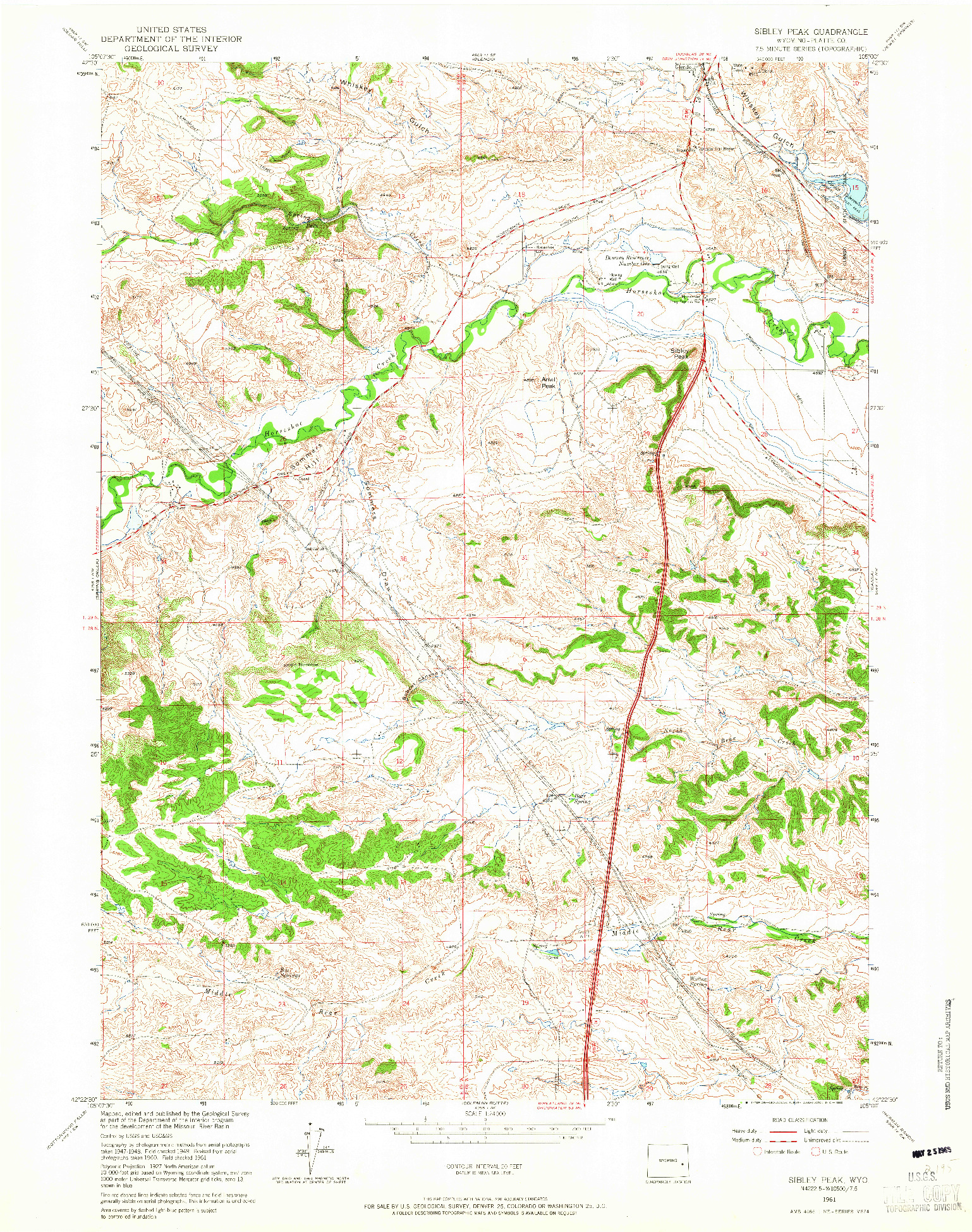 USGS 1:24000-SCALE QUADRANGLE FOR SIBLEY PEAK, WY 1961