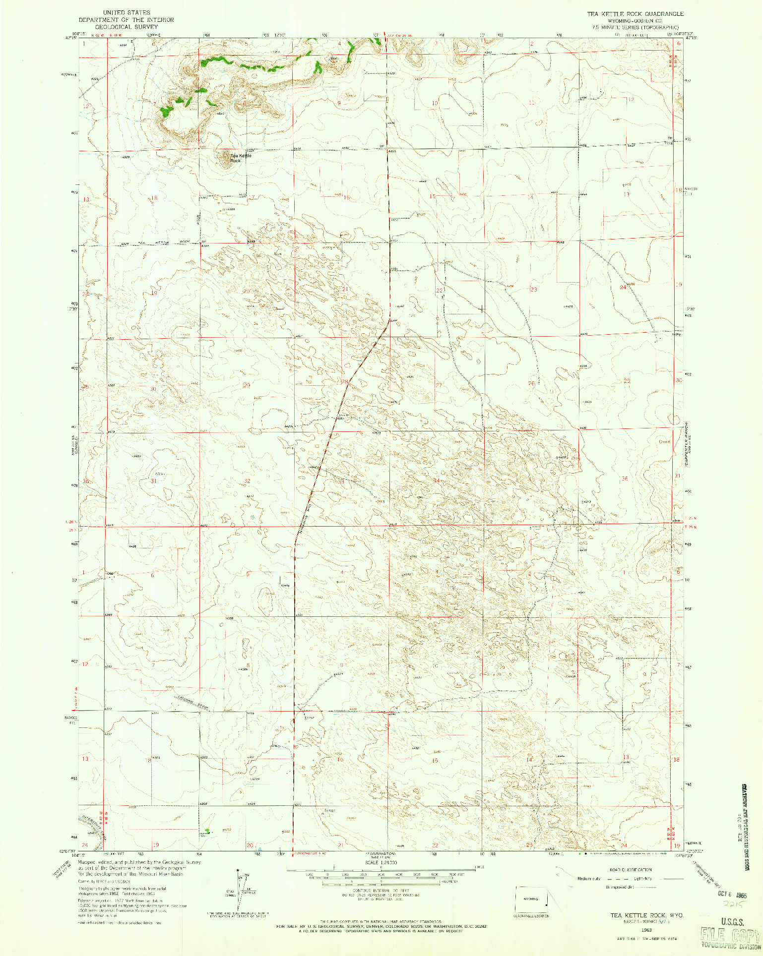 USGS 1:24000-SCALE QUADRANGLE FOR TEA KETTLE ROCK, WY 1963