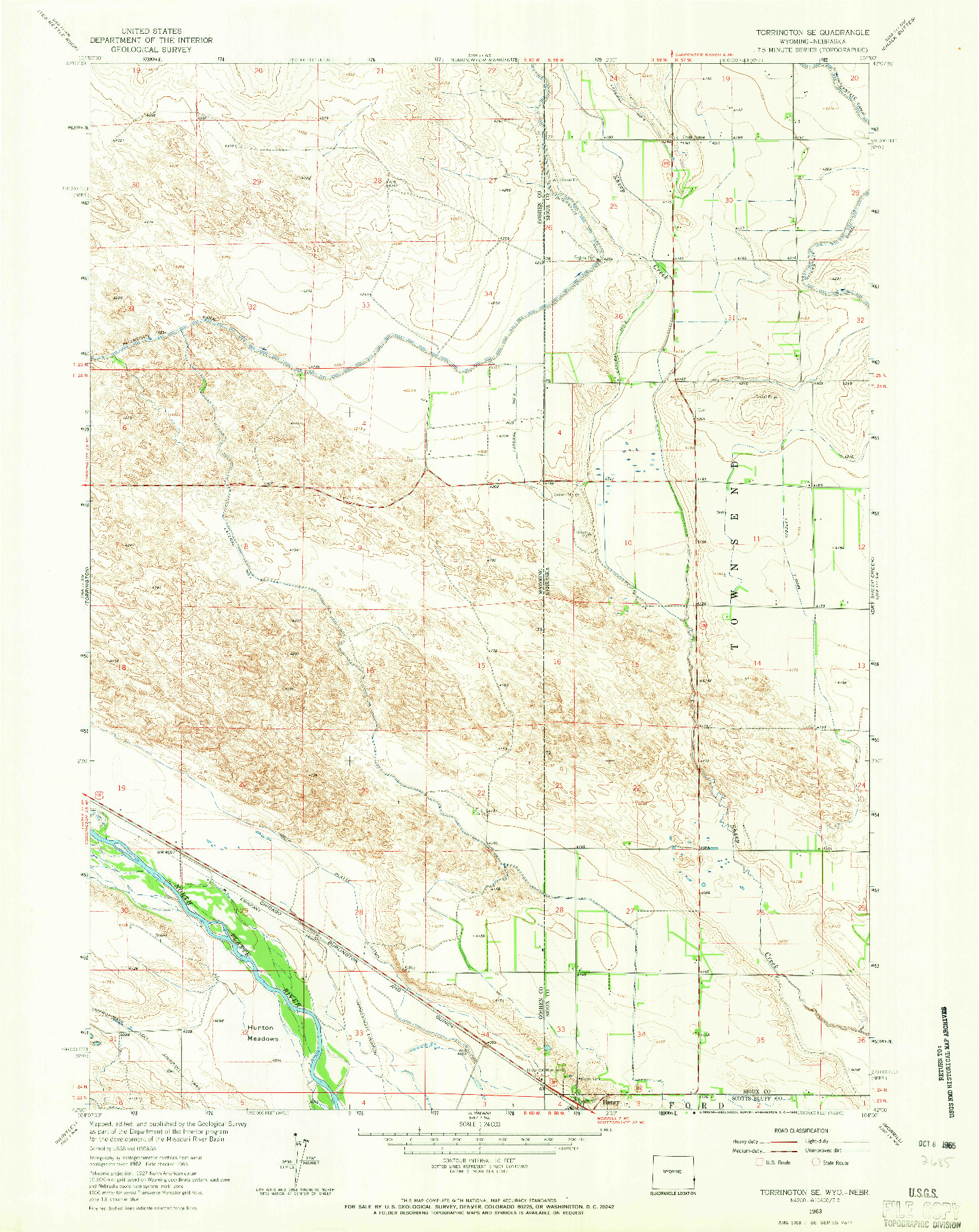 USGS 1:24000-SCALE QUADRANGLE FOR TORRINGTON SE, WY 1963