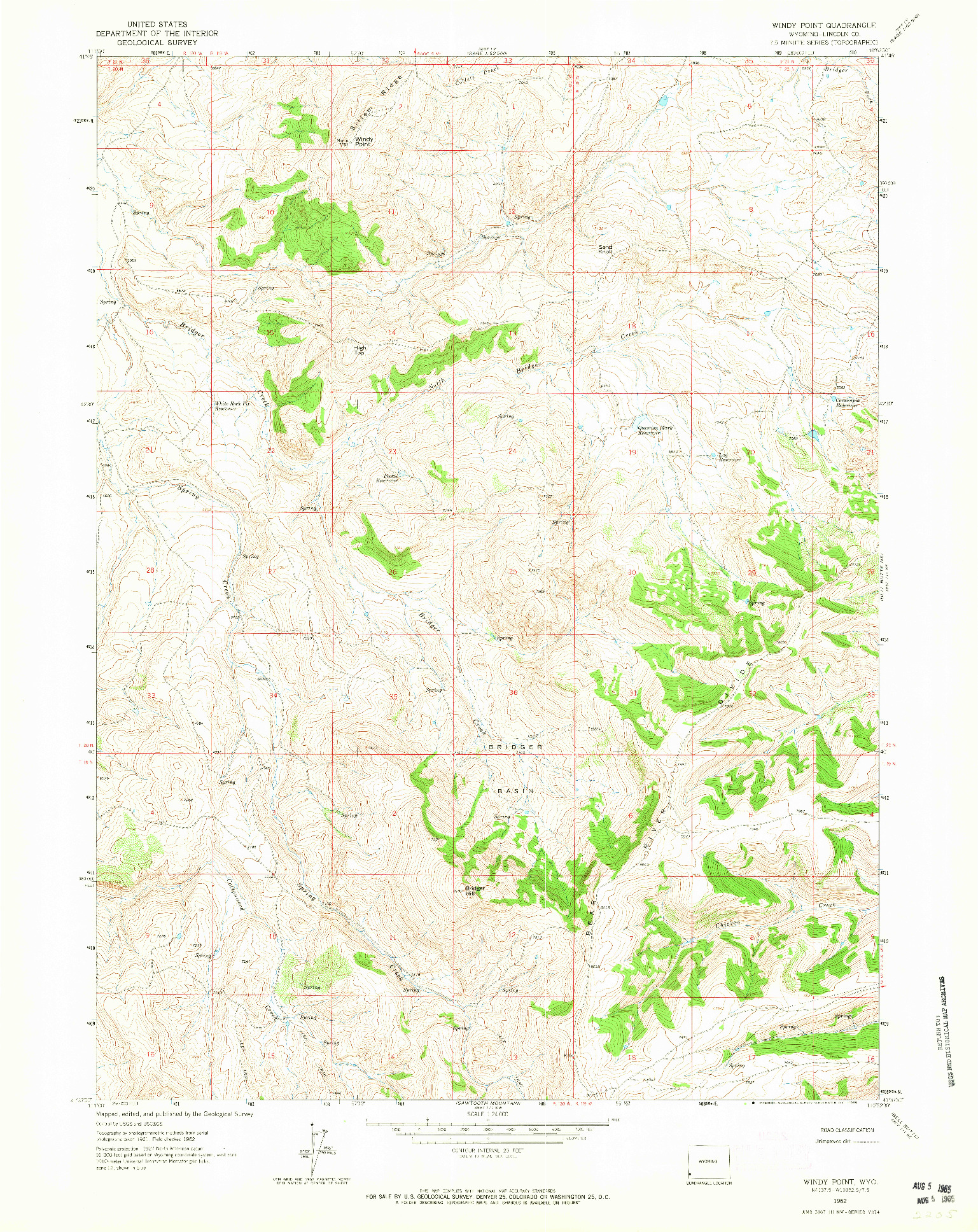 USGS 1:24000-SCALE QUADRANGLE FOR WINDY POINT, WY 1962
