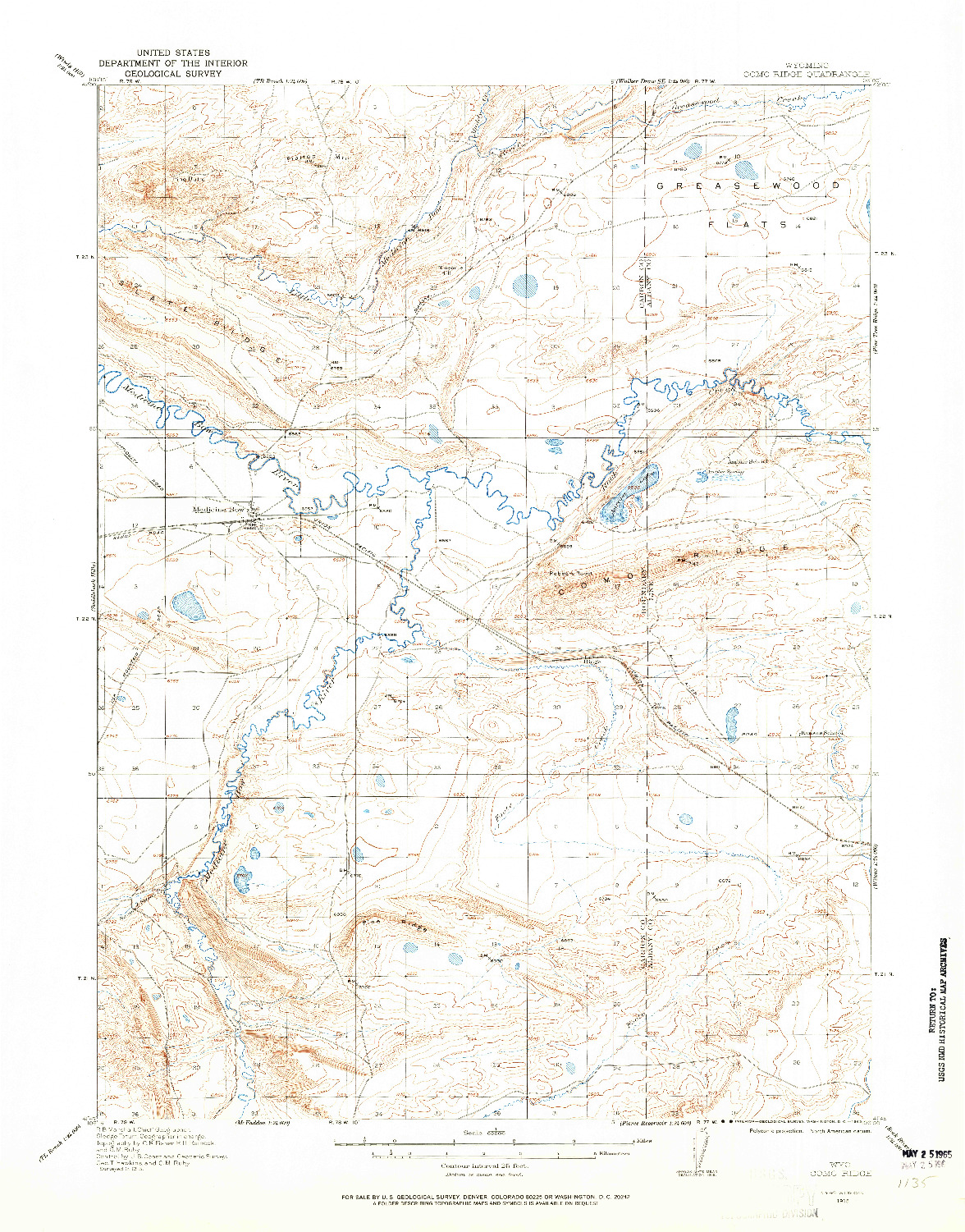 USGS 1:62500-SCALE QUADRANGLE FOR COMO RIDGE, WY 1915
