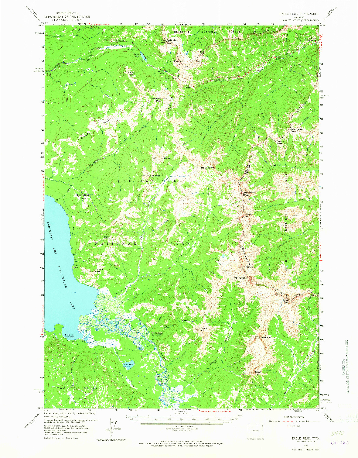 USGS 1:62500-SCALE QUADRANGLE FOR EAGLE PEAK, WY 1959