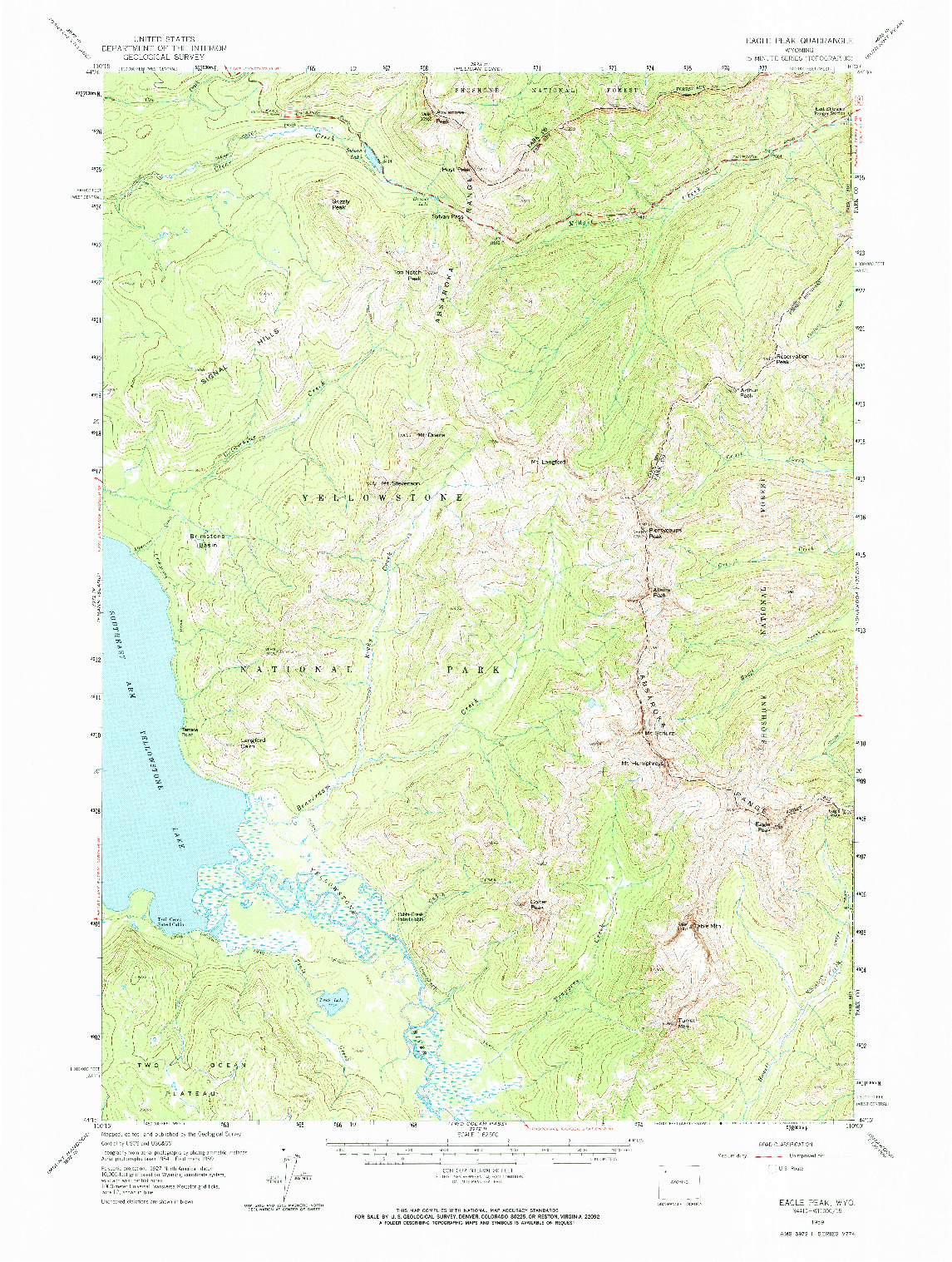USGS 1:62500-SCALE QUADRANGLE FOR EAGLE PEAK, WY 1959