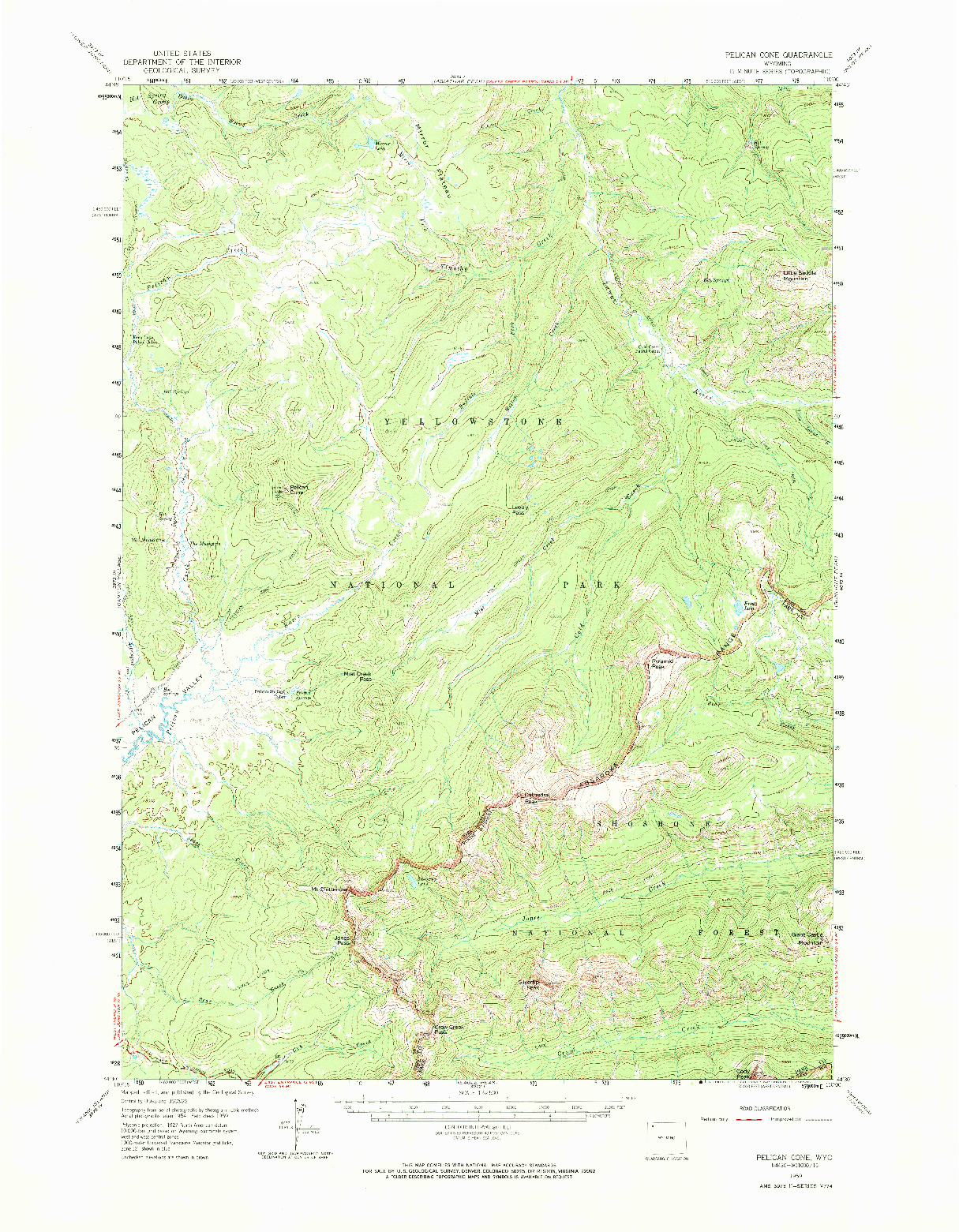 USGS 1:62500-SCALE QUADRANGLE FOR PELICAN CONE, WY 1959