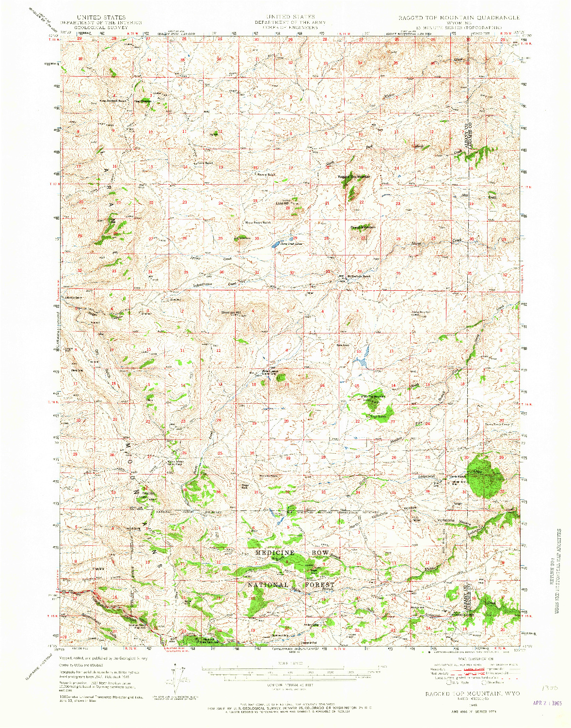 USGS 1:62500-SCALE QUADRANGLE FOR RAGGED TOP MOUNTAIN, WY 1948