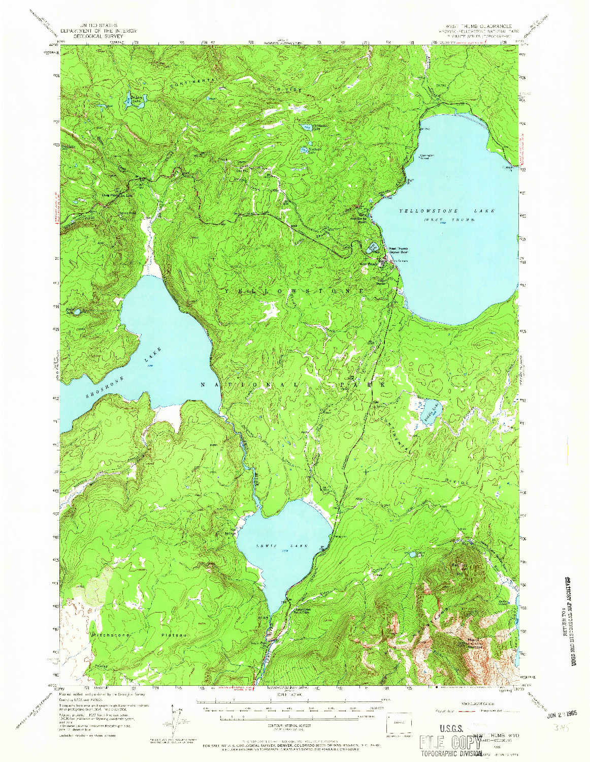 USGS 1:62500-SCALE QUADRANGLE FOR WEST THUMB, WY 1956