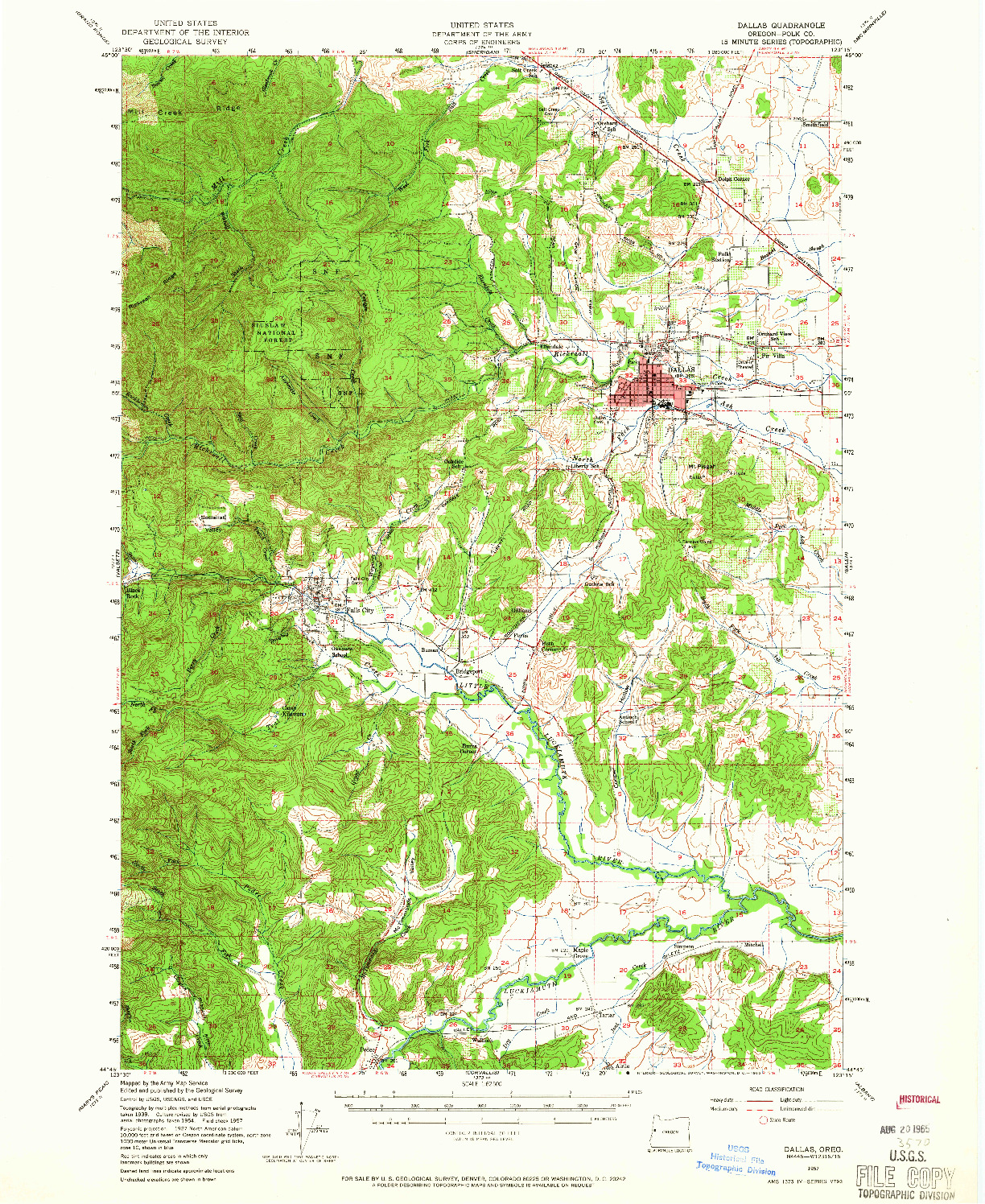 USGS 1:62500-SCALE QUADRANGLE FOR DALLAS, OR 1957