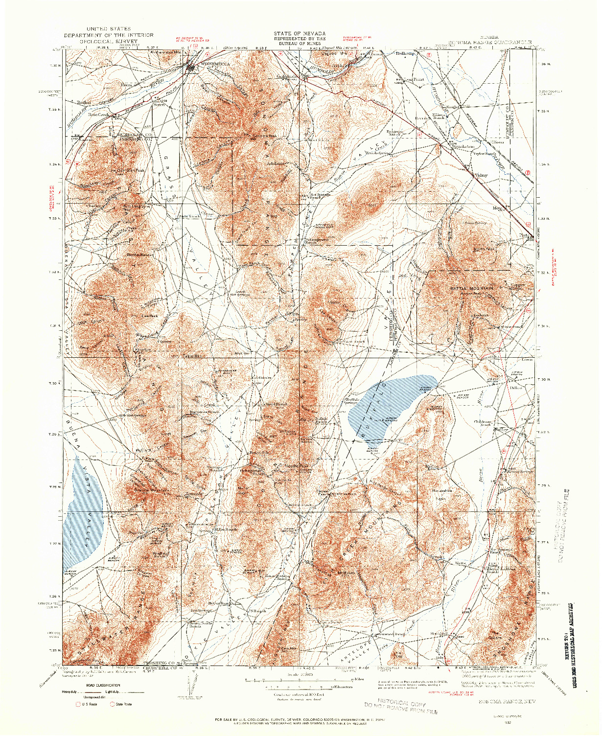USGS 1:250000-SCALE QUADRANGLE FOR SONOMA RANGE, NV 1932