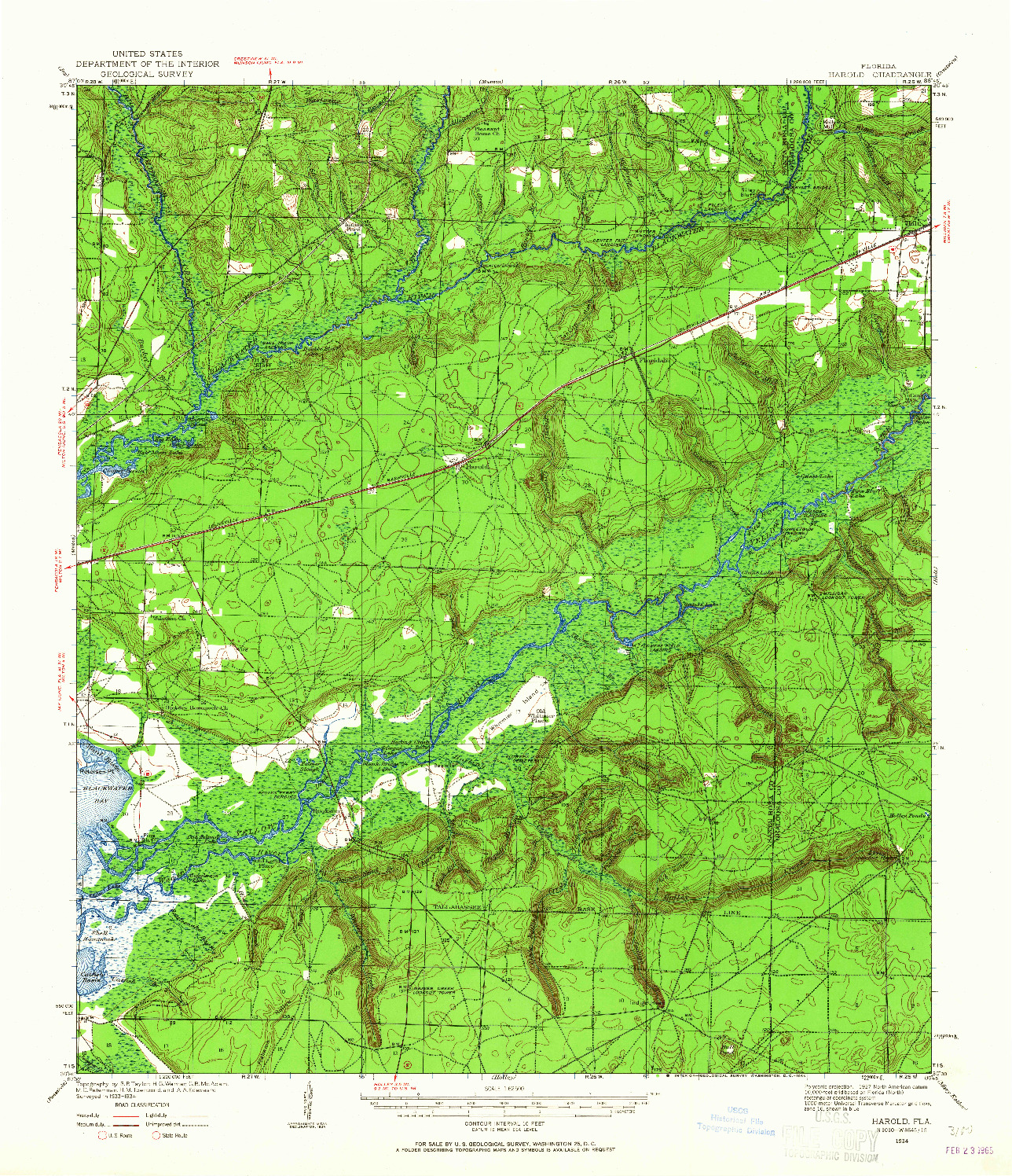 USGS 1:62500-SCALE QUADRANGLE FOR HAROLD, FL 1934