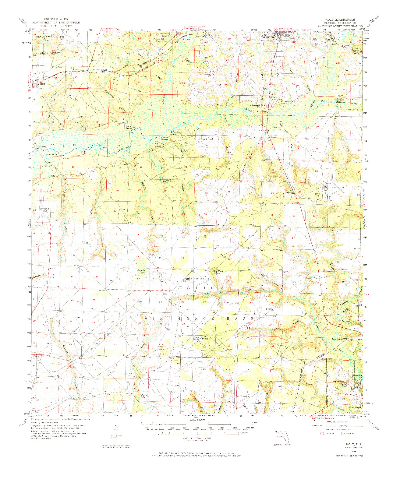 USGS 1:62500-SCALE QUADRANGLE FOR HOLT, FL 1956