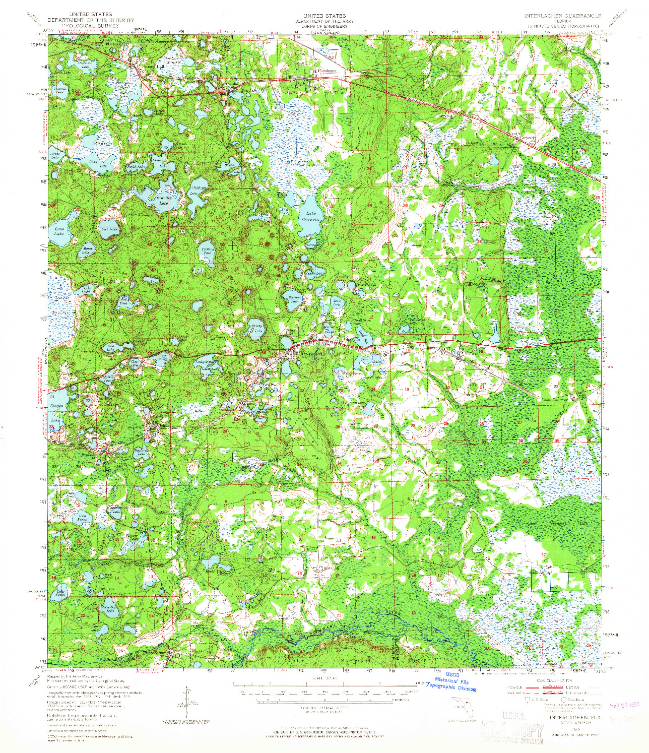 USGS 1:62500-SCALE QUADRANGLE FOR INTERLACHEN, FL 1949