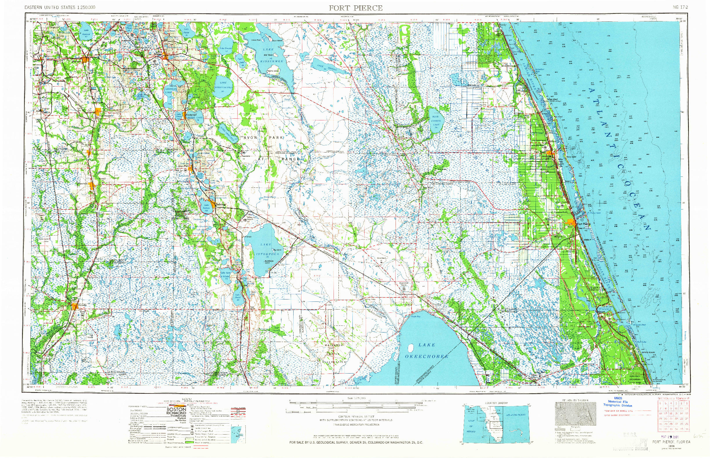 USGS 1:250000-SCALE QUADRANGLE FOR FORT PIERCE, FL 1956