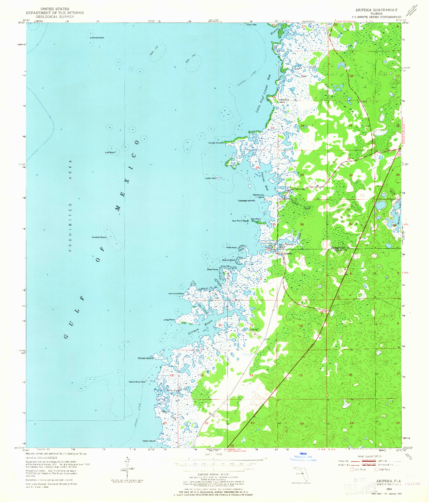 USGS 1:24000-SCALE QUADRANGLE FOR ARIPEKA, FL 1954