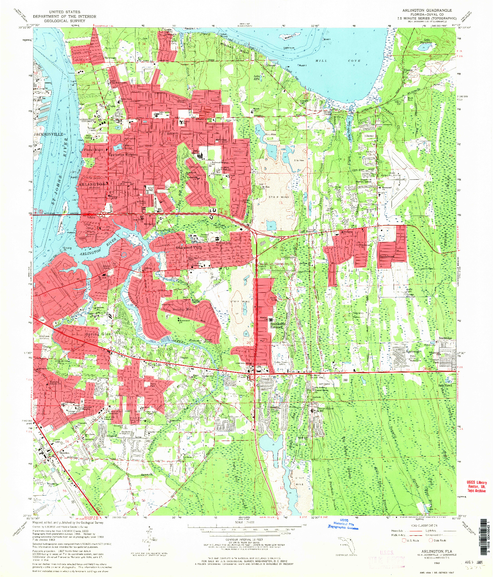 USGS 1:24000-SCALE QUADRANGLE FOR ARLINGTON, FL 1963