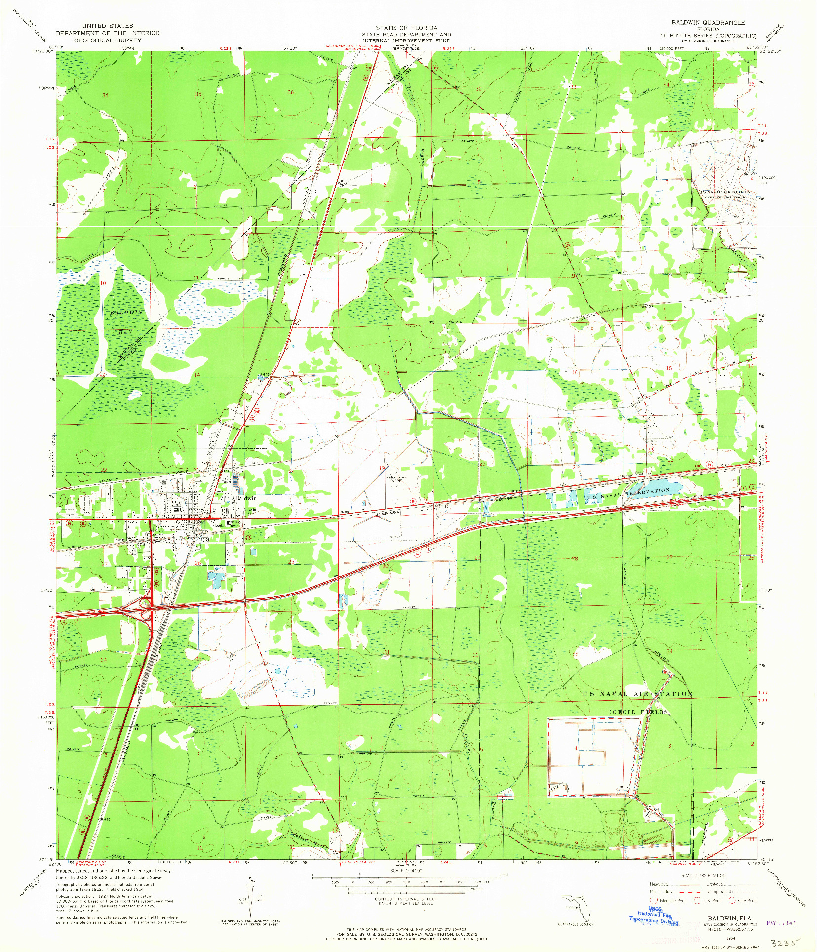 USGS 1:24000-SCALE QUADRANGLE FOR BALDWIN, FL 1964