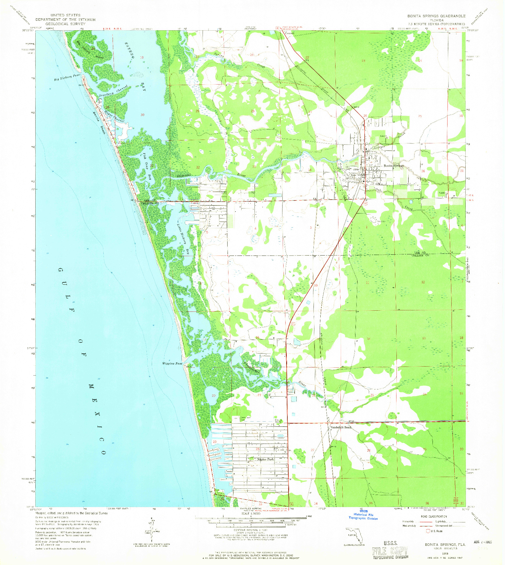 USGS 1:24000-SCALE QUADRANGLE FOR BONITA SPRINGS, FL 1958