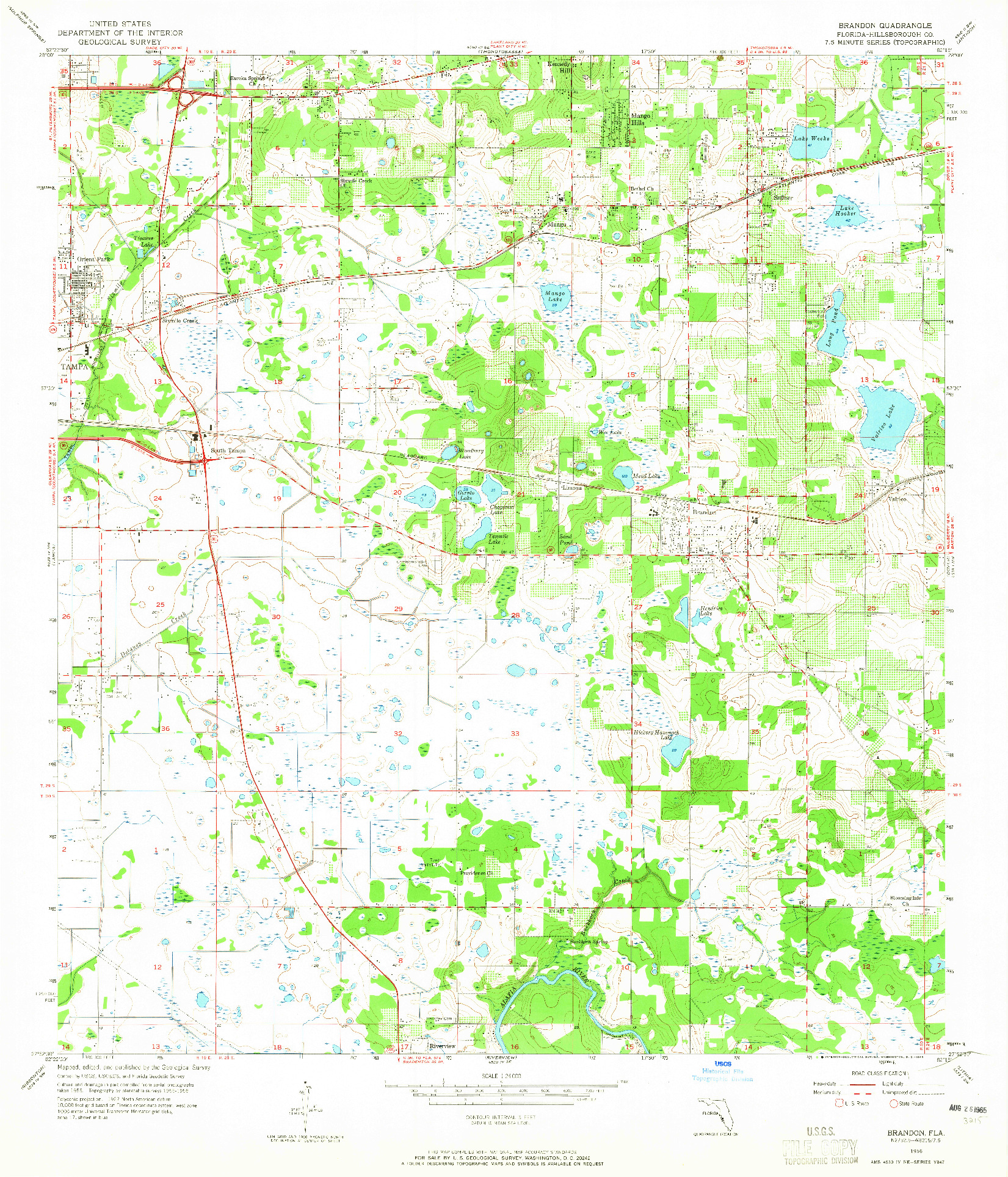 USGS 1:24000-SCALE QUADRANGLE FOR BRANDON, FL 1956