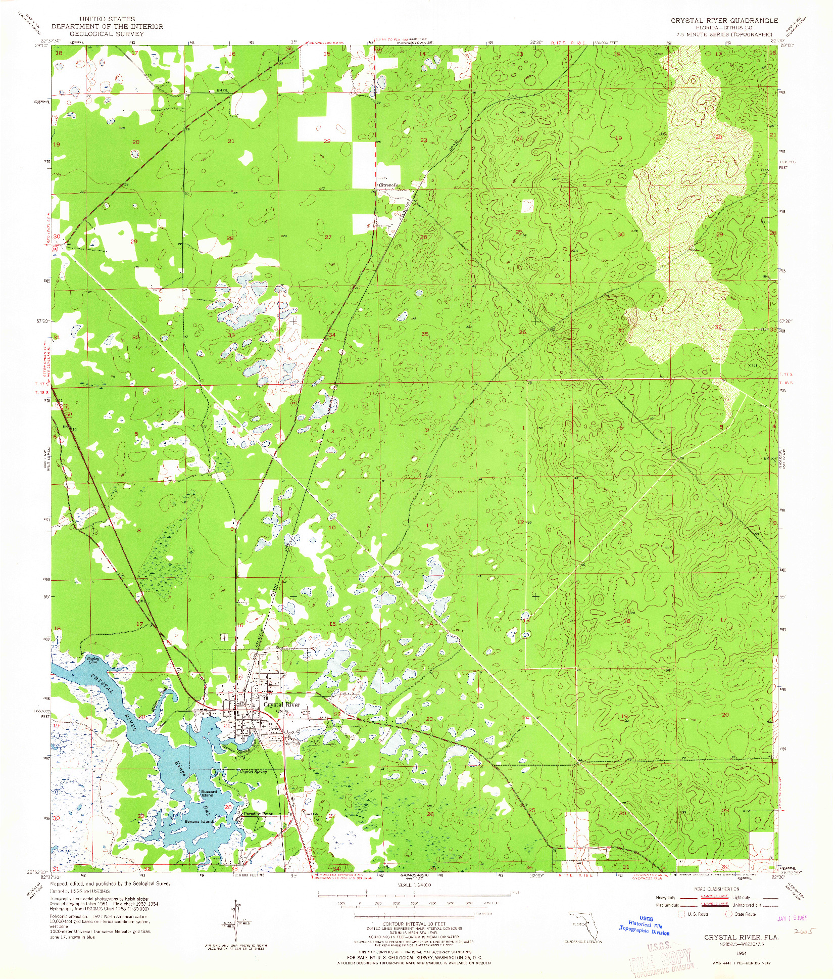 USGS 1:24000-SCALE QUADRANGLE FOR CRYSTAL RIVER, FL 1954