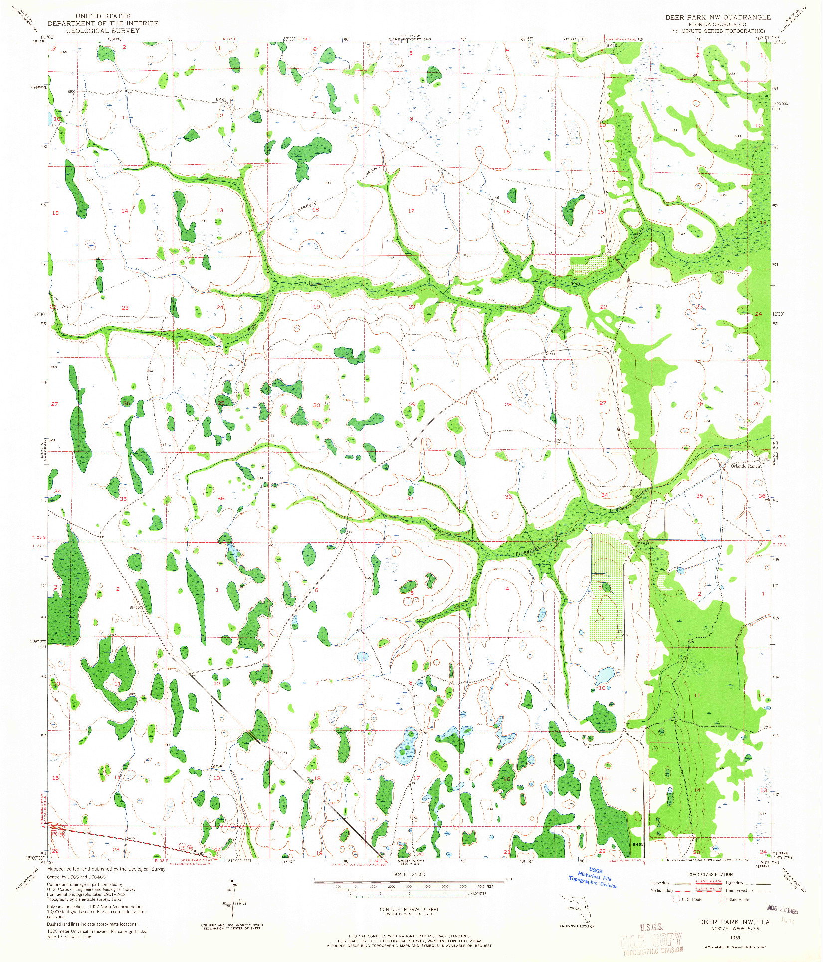 USGS 1:24000-SCALE QUADRANGLE FOR DEER PARK NW, FL 1953