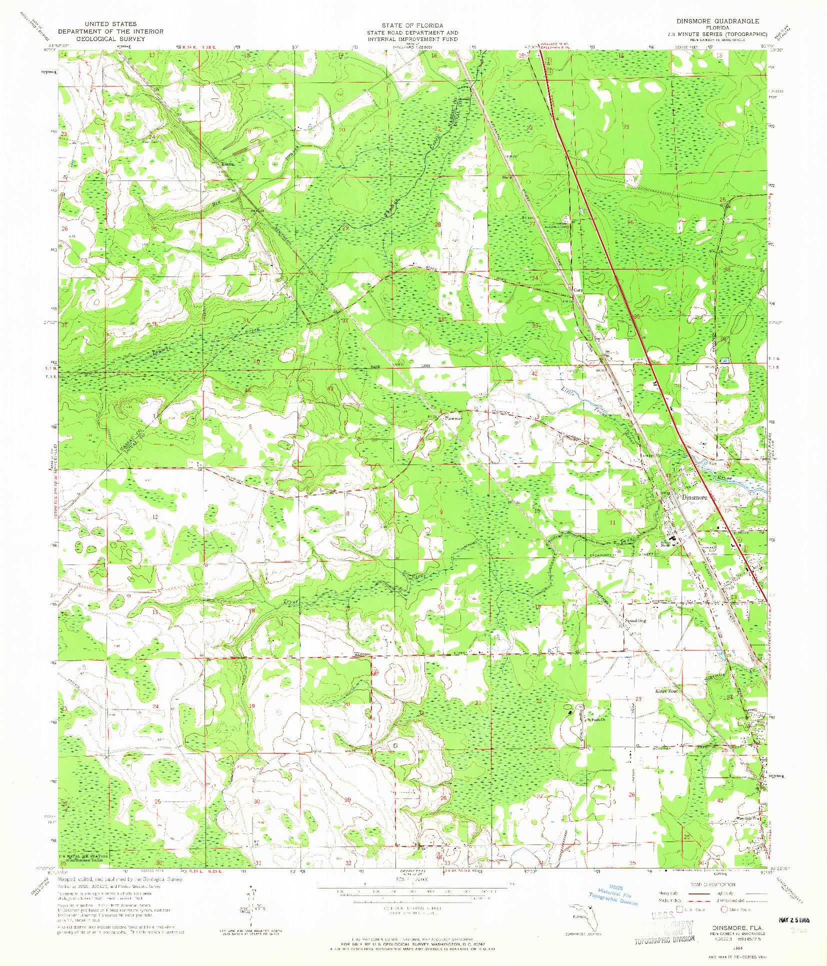 USGS 1:24000-SCALE QUADRANGLE FOR DINSMORE, FL 1964