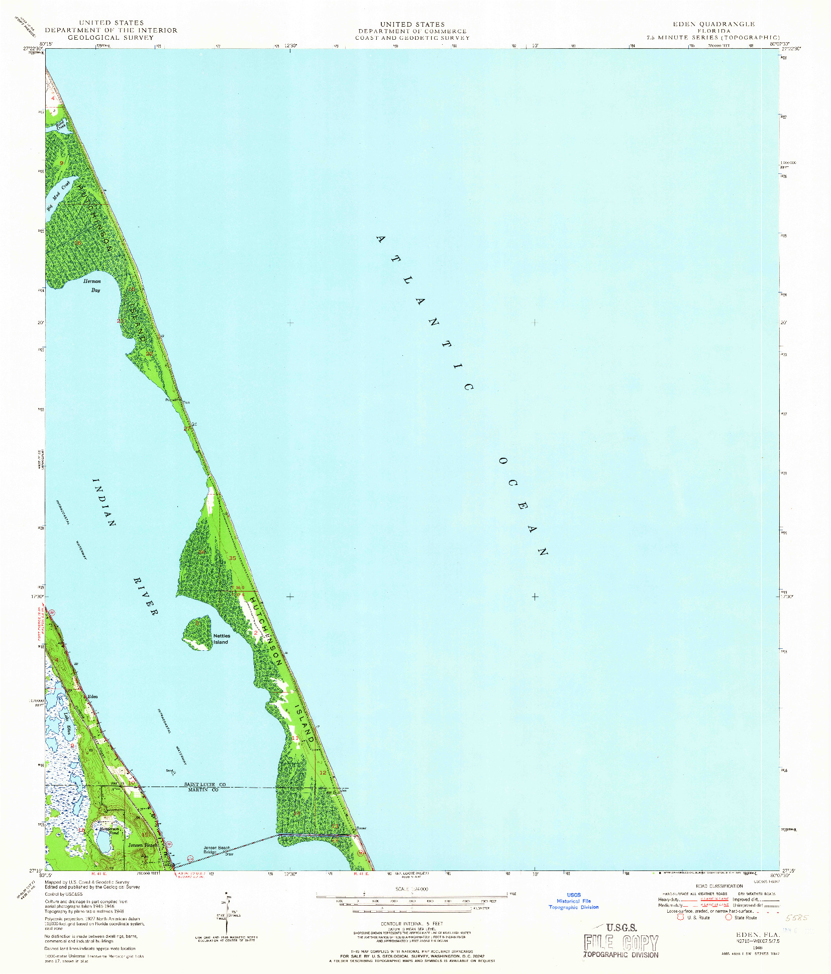 USGS 1:24000-SCALE QUADRANGLE FOR EDEN, FL 1948