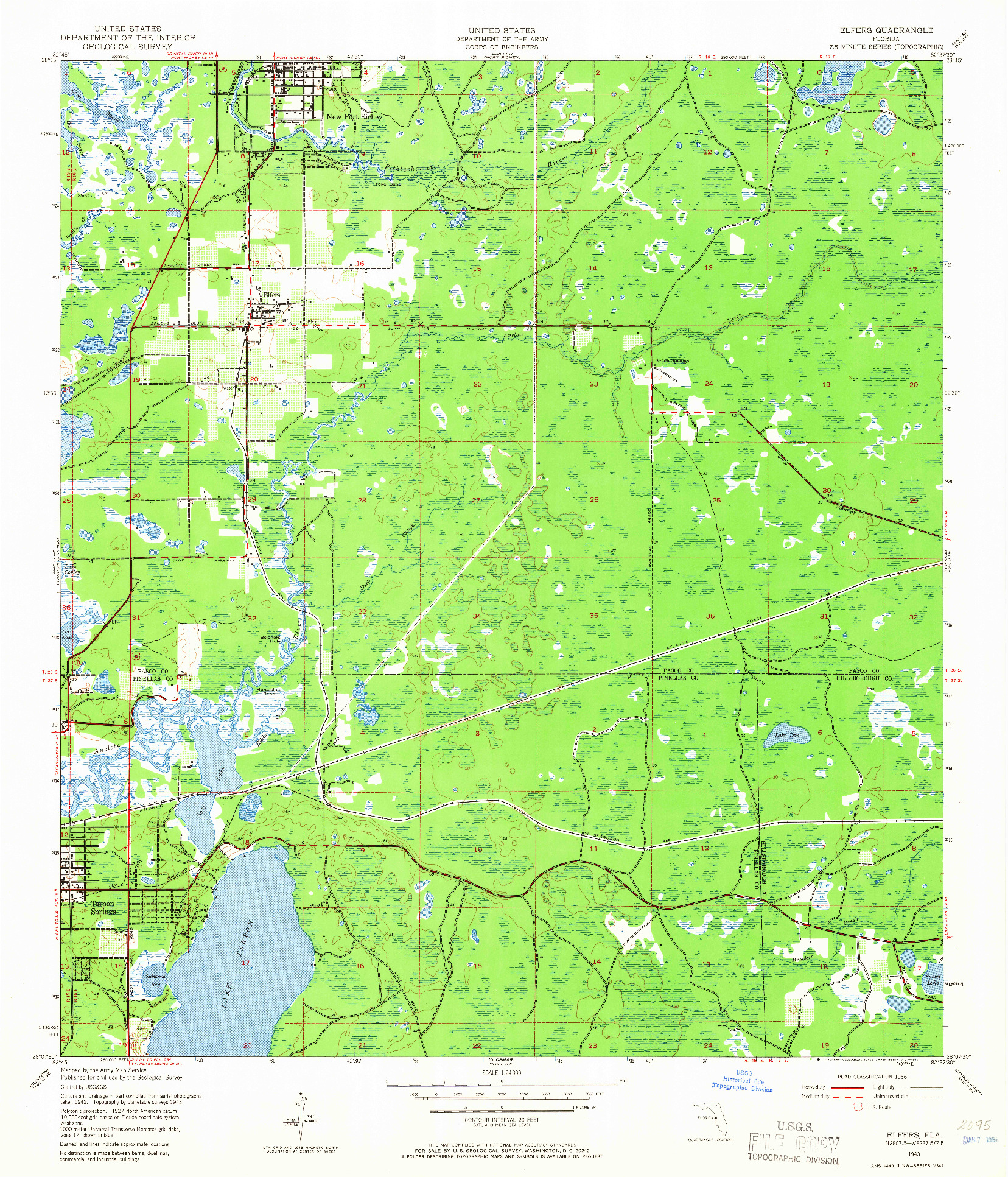 USGS 1:24000-SCALE QUADRANGLE FOR ELFERS, FL 1943