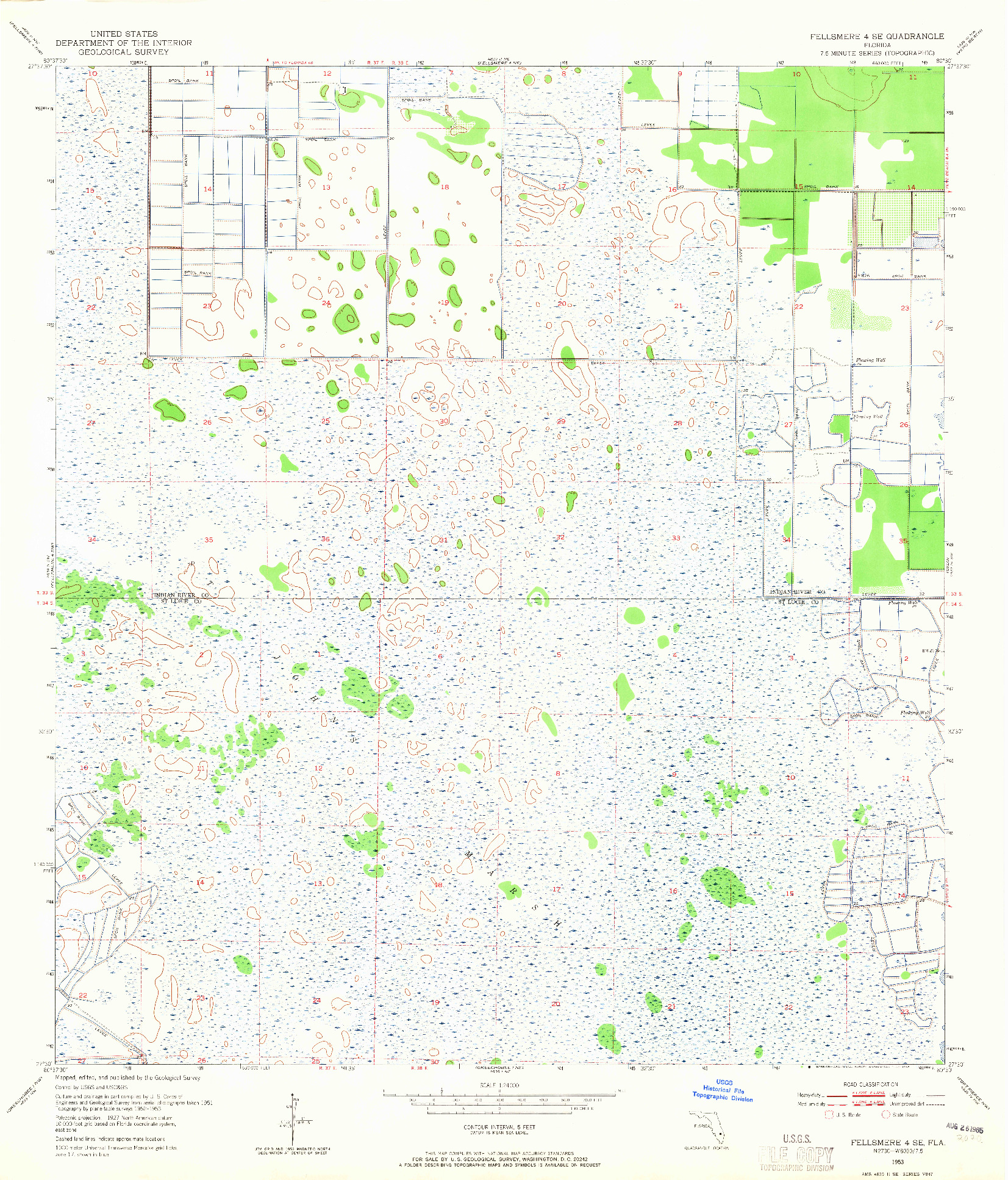 USGS 1:24000-SCALE QUADRANGLE FOR FELLSMERE 4 SE, FL 1953