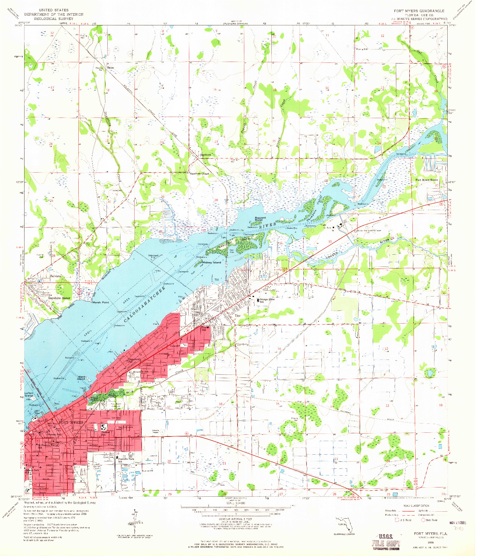 USGS 1:24000-SCALE QUADRANGLE FOR FORT MYERS, FL 1958