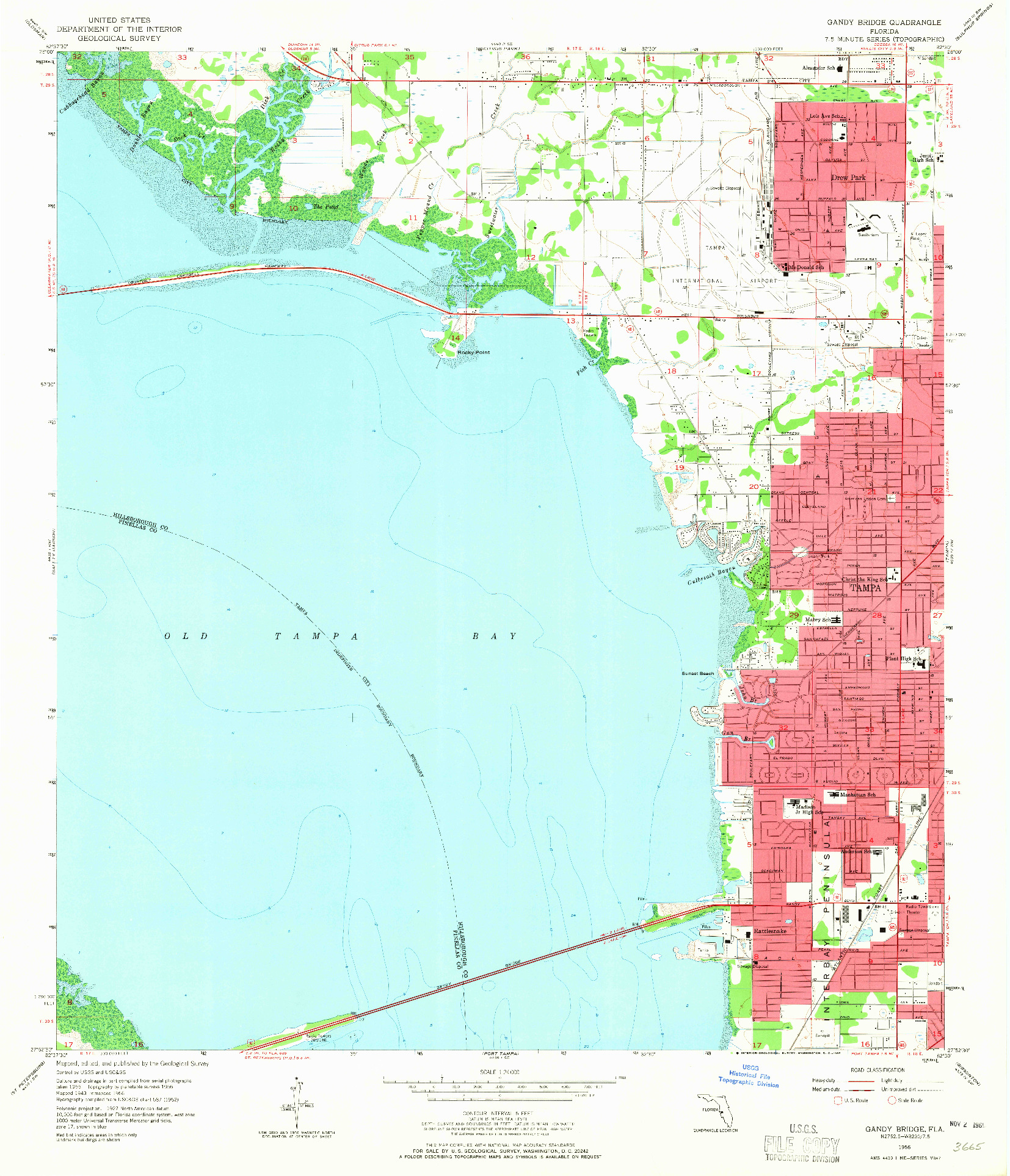 USGS 1:24000-SCALE QUADRANGLE FOR GANDY BRIDGE, FL 1956